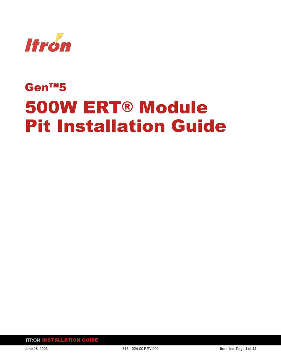 ITRON GEN 5 500W ERT INSTALLATION MANUAL Pdf Download ManualsLib