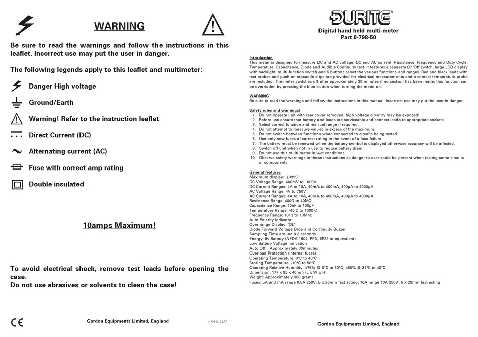 durite-0-798-50-quick-start-manual-pdf-download-manualslib