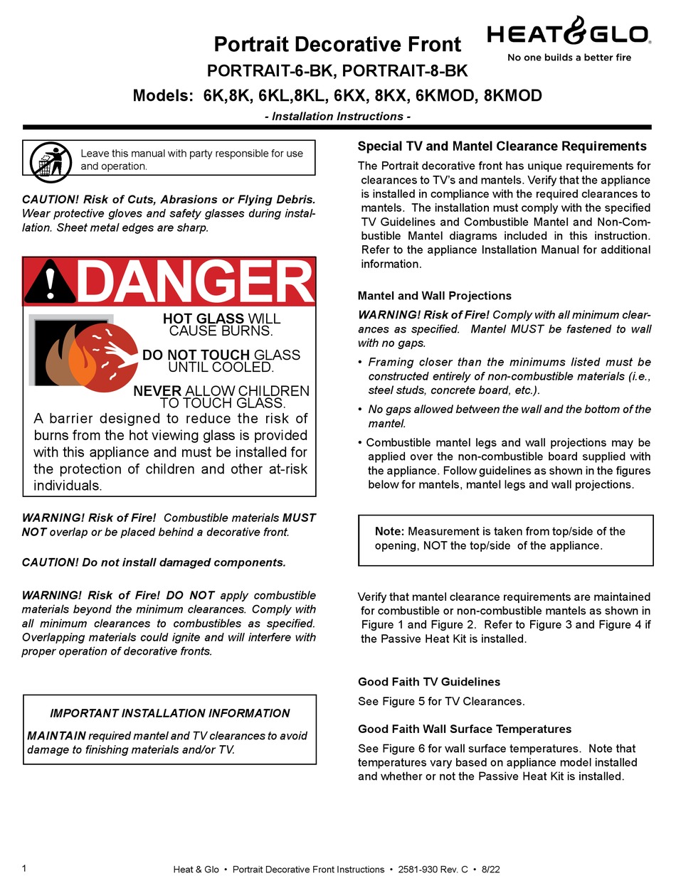 HEAT & GLO PORTRAIT6BK INSTALLATION INSTRUCTIONS MANUAL Pdf Download