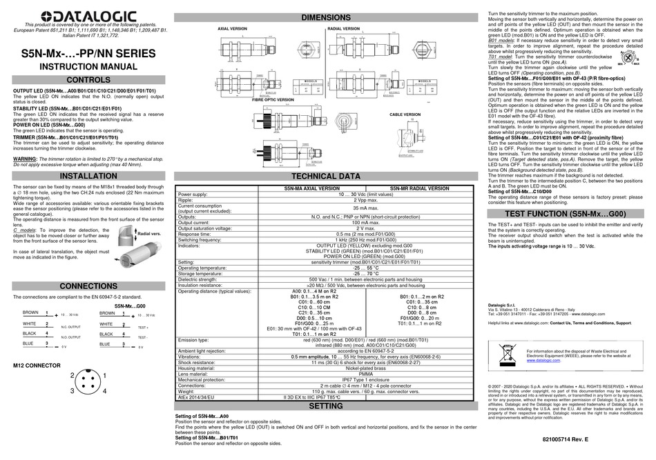 DATALOGIC S5N-M PP SERIES INSTRUCTION MANUAL Pdf Download | ManualsLib