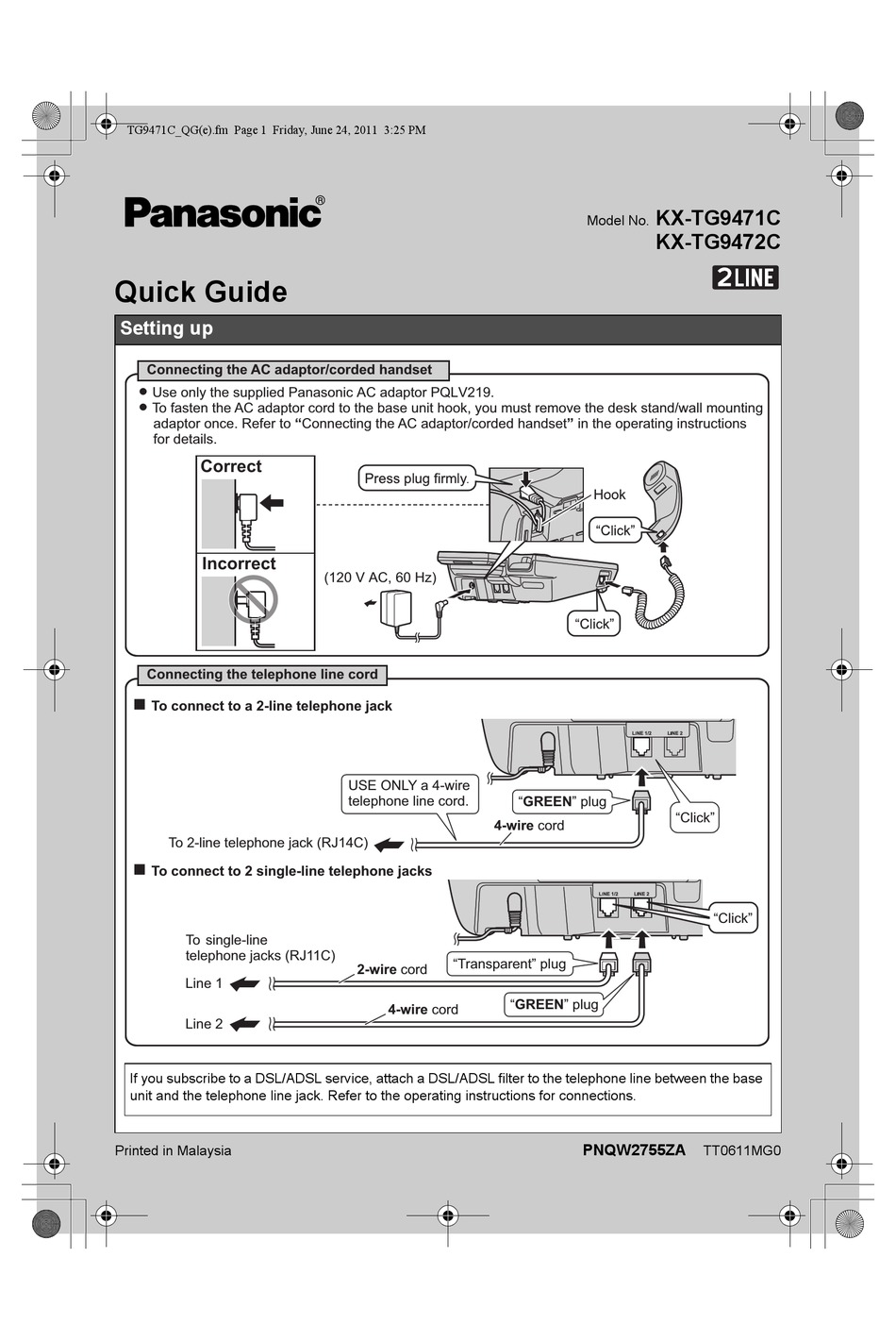 PANASONIC KX-TG9472C QUICK MANUAL Pdf Download | ManualsLib