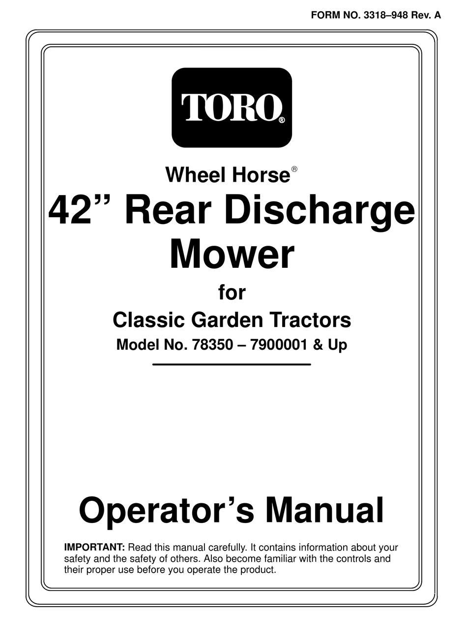 TORO WHEEL HORSE 78350 OPERATOR'S MANUAL Pdf Download ManualsLib