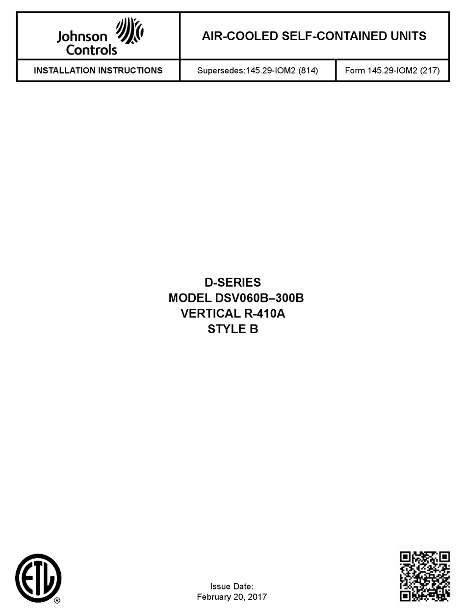 JOHNSON CONTROLS DSV060B INSTALLATION INSTRUCTIONS MANUAL Pdf Download ...