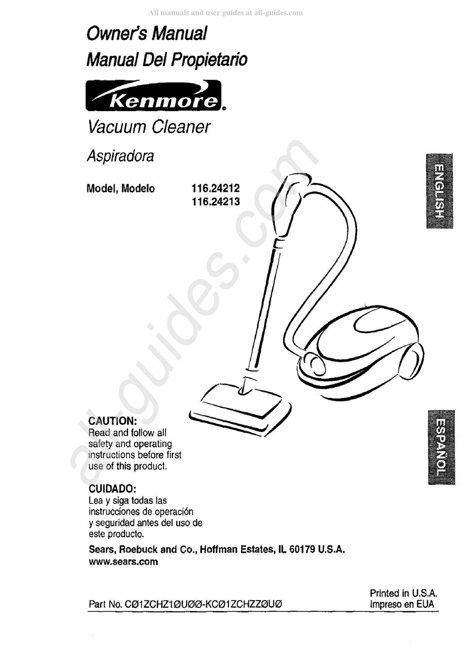 SEARS KENMORE 116.24212 OWNER'S MANUAL Pdf Download | ManualsLib