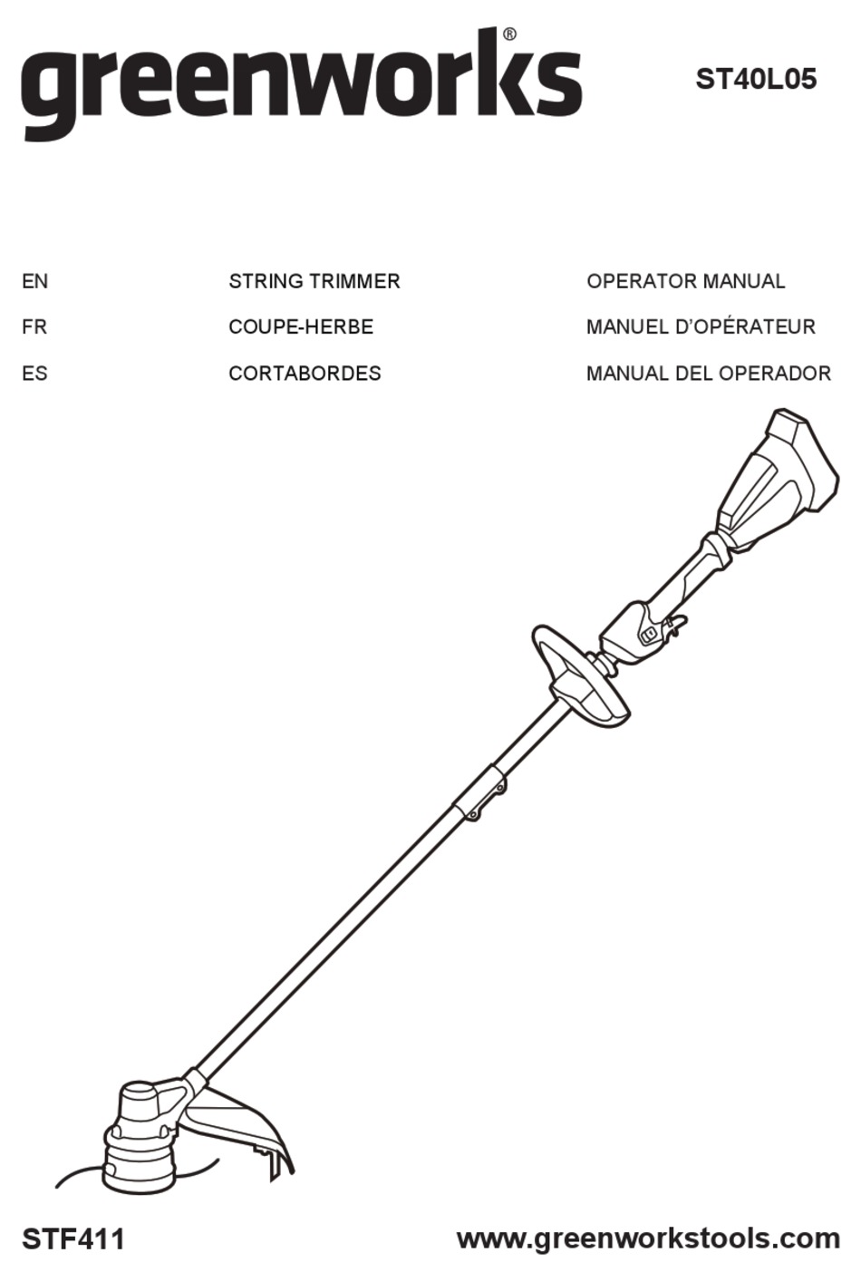GREENWORKS ST40L05 OPERATOR