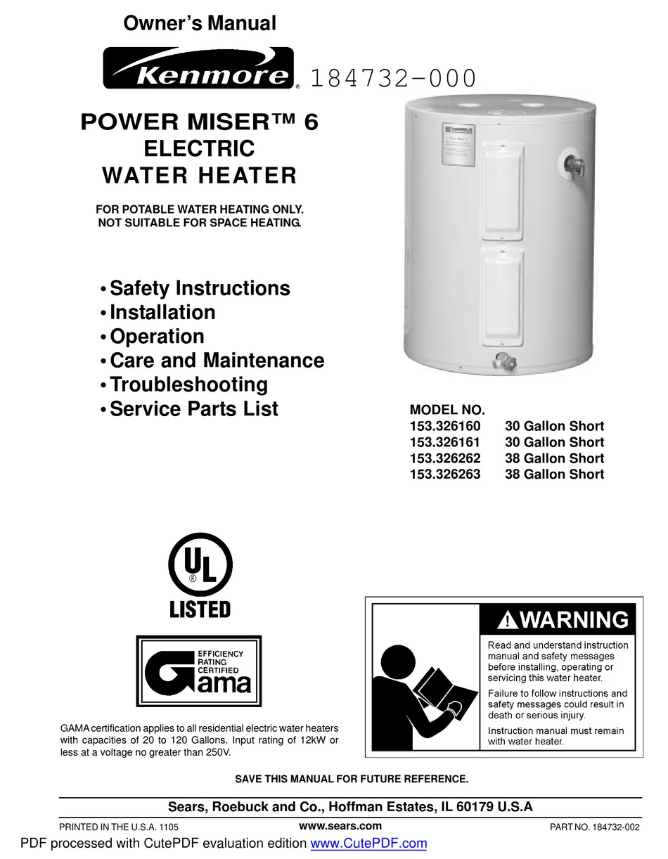 Sears Kenmore Power Miser 6 Owners Manual Pdf Download Manualslib 1396