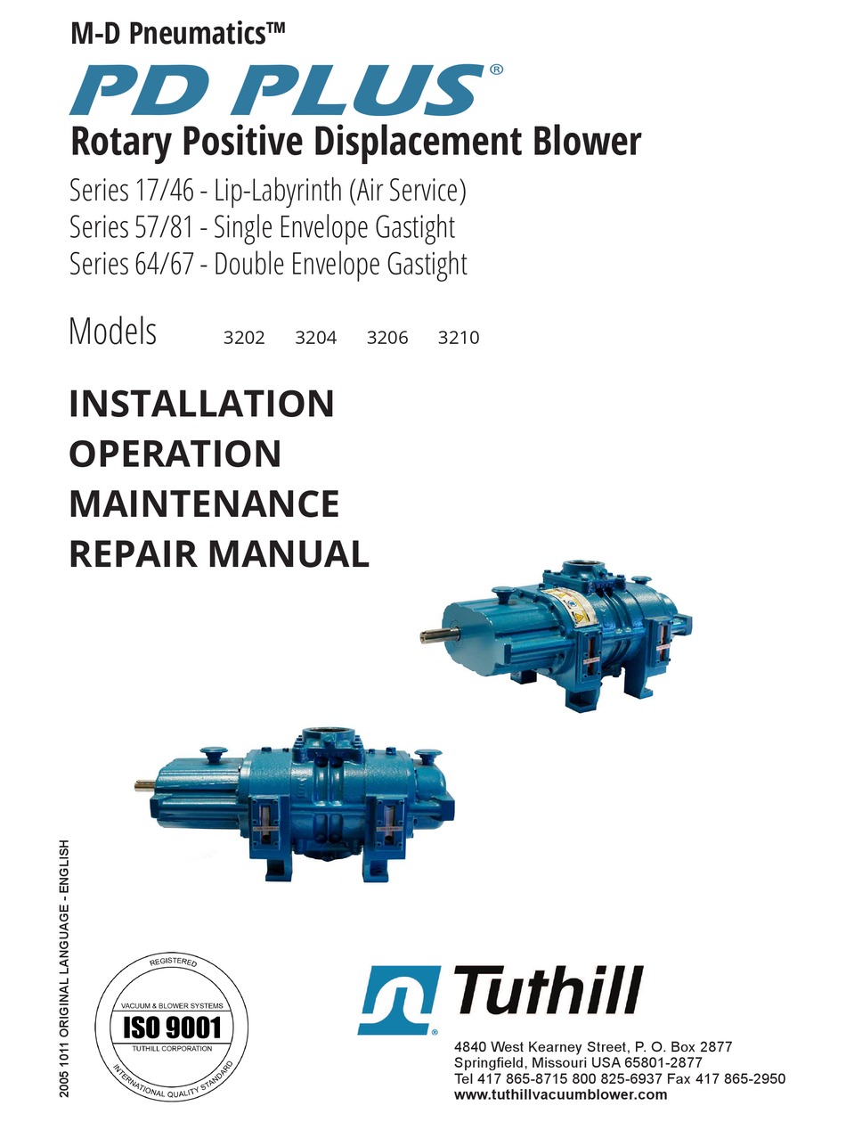 TUTHILL MD PNEUMATICS PD PLUS 17/46 SERIES INSTALLATION OPERATION MAINTENANCE REPAIR MANUAL Pdf