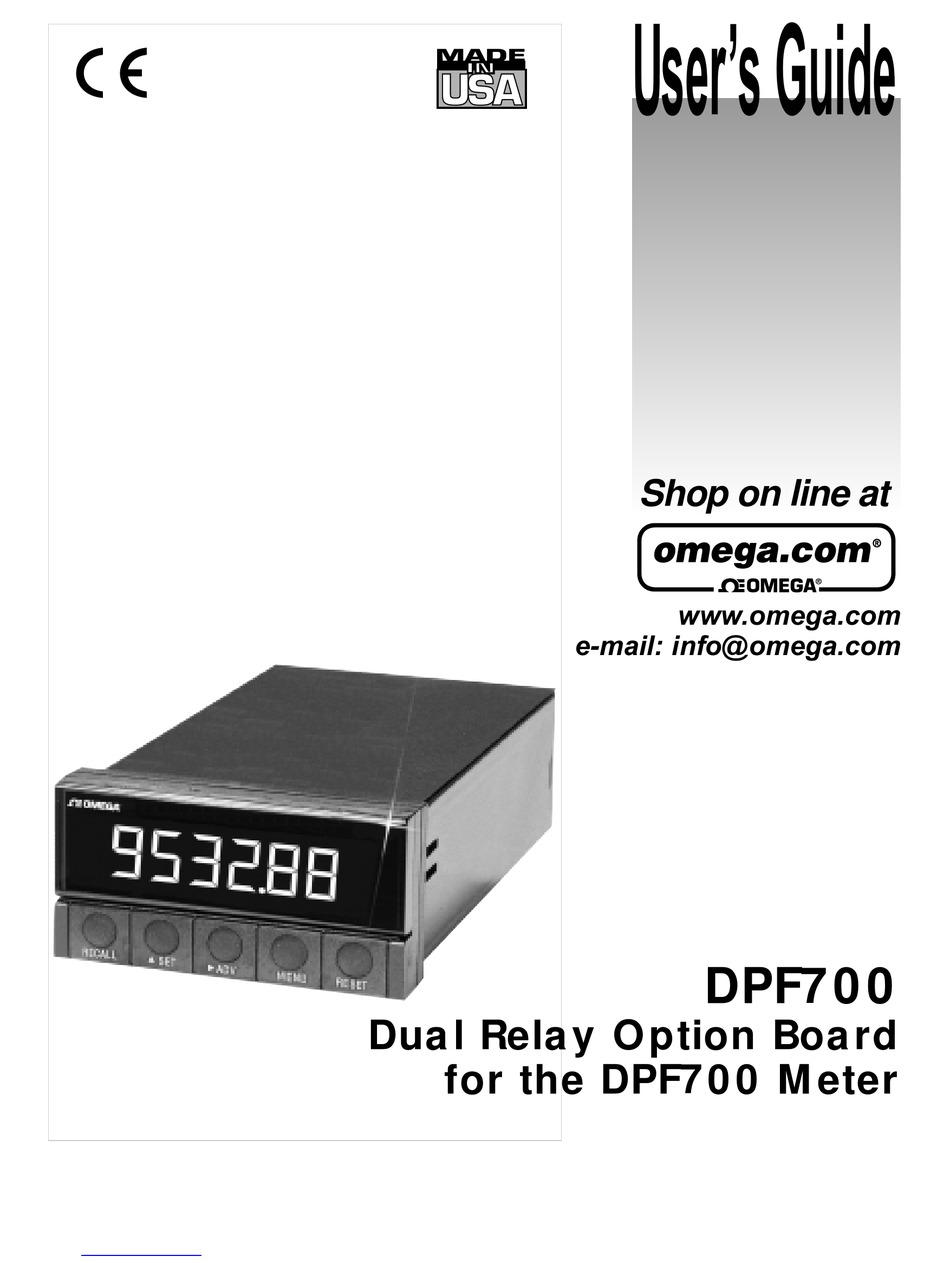 OMEGA DPF700 USER MANUAL Pdf Download ManualsLib
