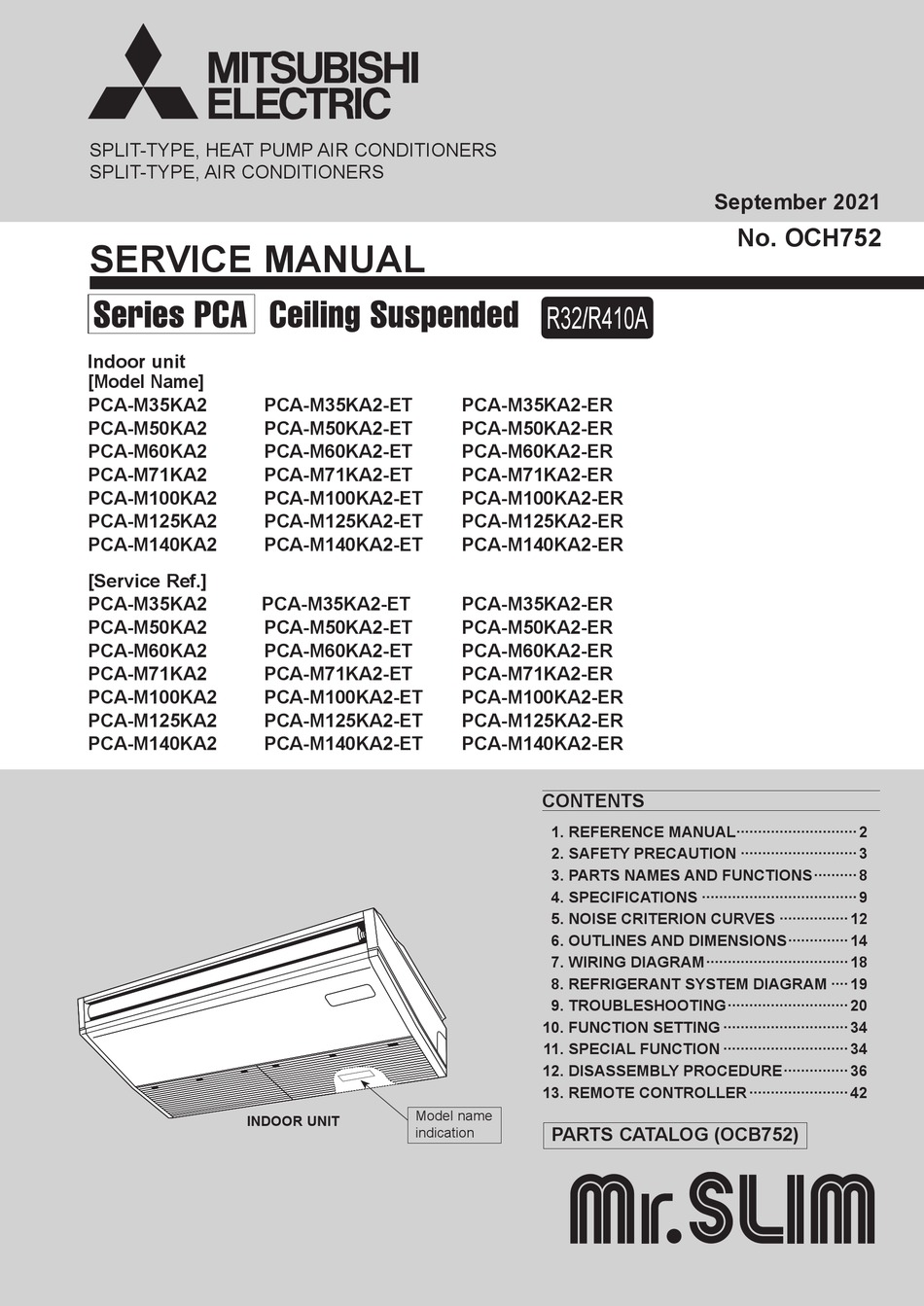 MITSUBISHI ELECTRIC MR.SLIM PCAM35KA2 SERVICE MANUAL Pdf Download