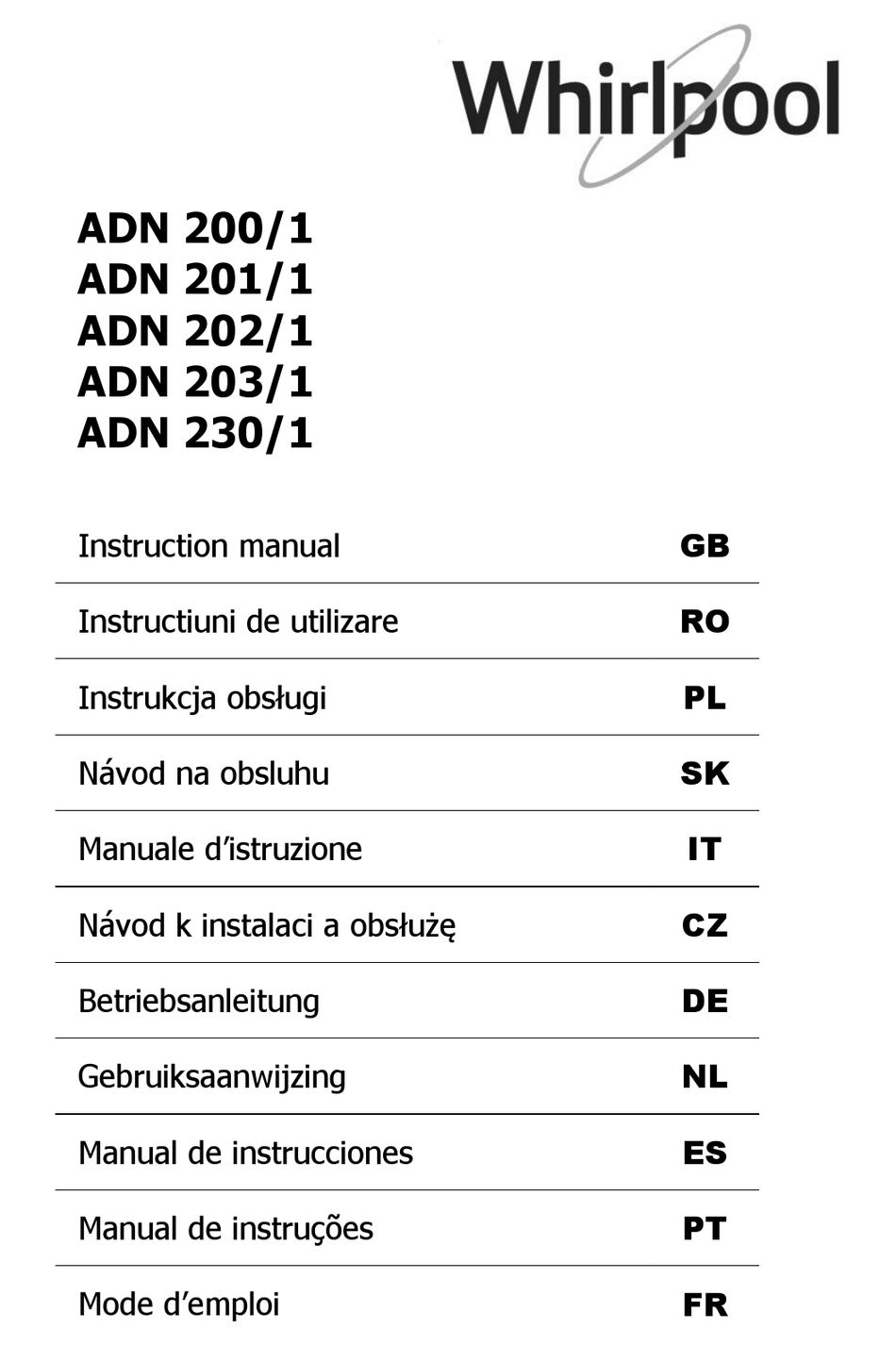 WHIRLPOOL ADN 201/1 INSTRUCTION MANUAL Pdf Download ManualsLib