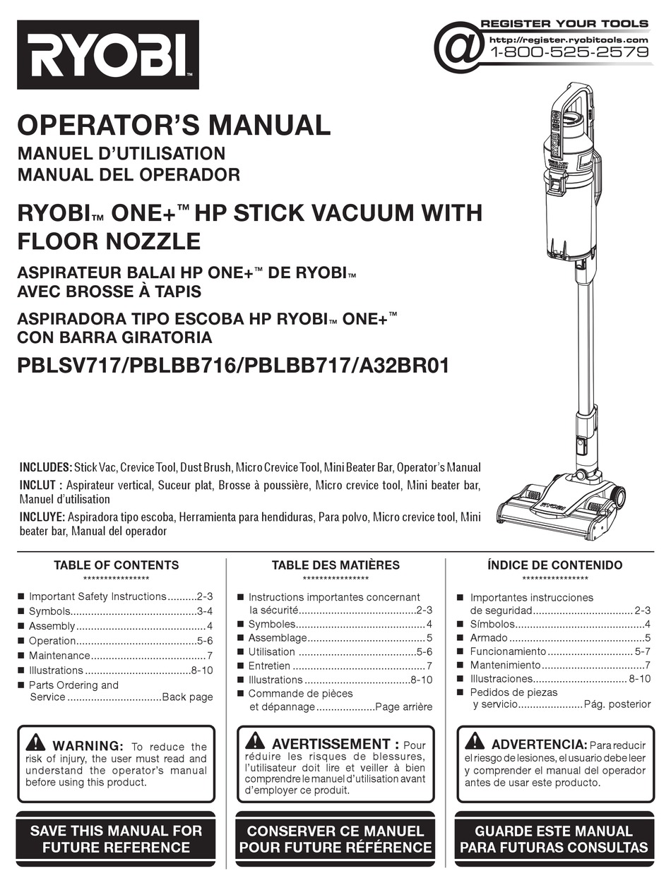 RYOBI ONE+ PBLSV717 OPERATOR'S MANUAL Pdf Download ManualsLib