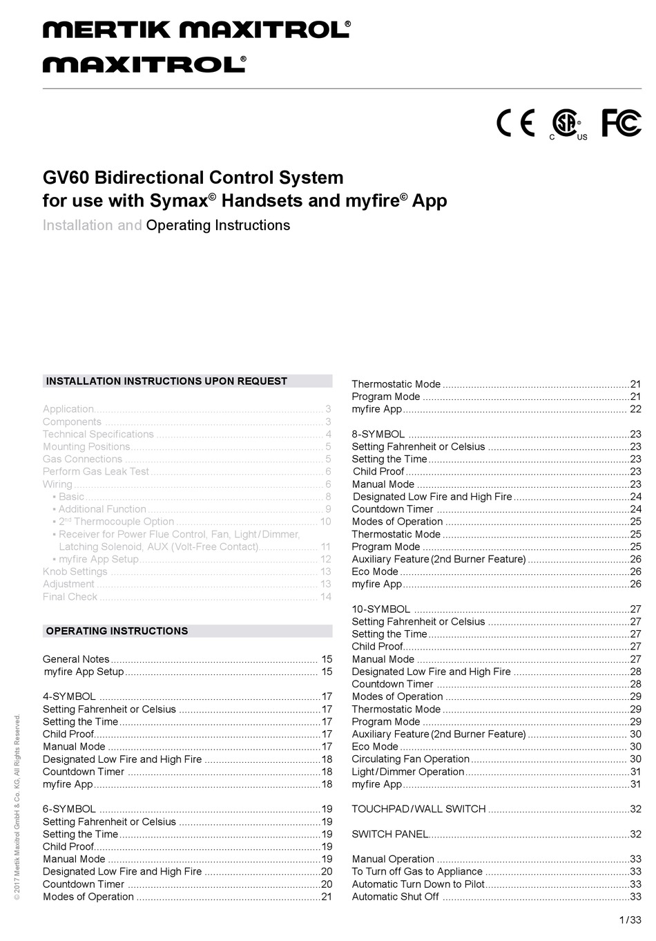 MAXITROL GV60 INSTALLATION AND OPERATING INSTRUCTIONS MANUAL Pdf