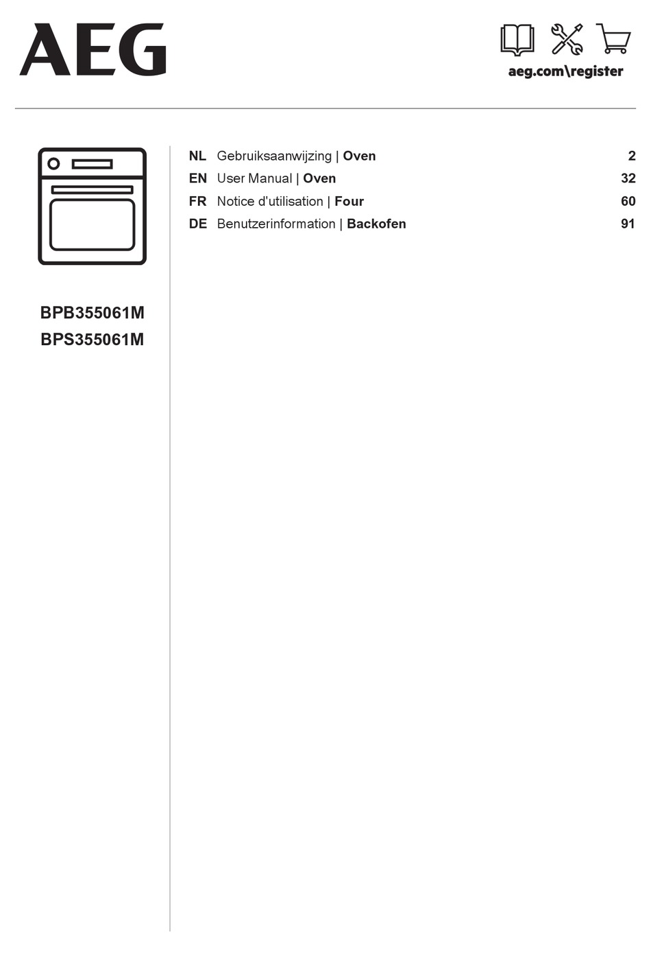 AEG BPB355061M USER MANUAL Pdf Download | ManualsLib