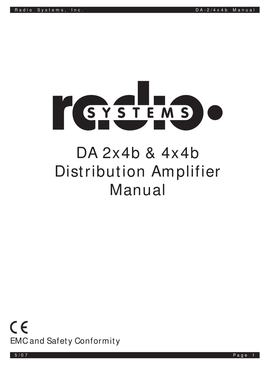 RADIO SYSTEMS DA 2X4B MANUAL Pdf Download ManualsLib