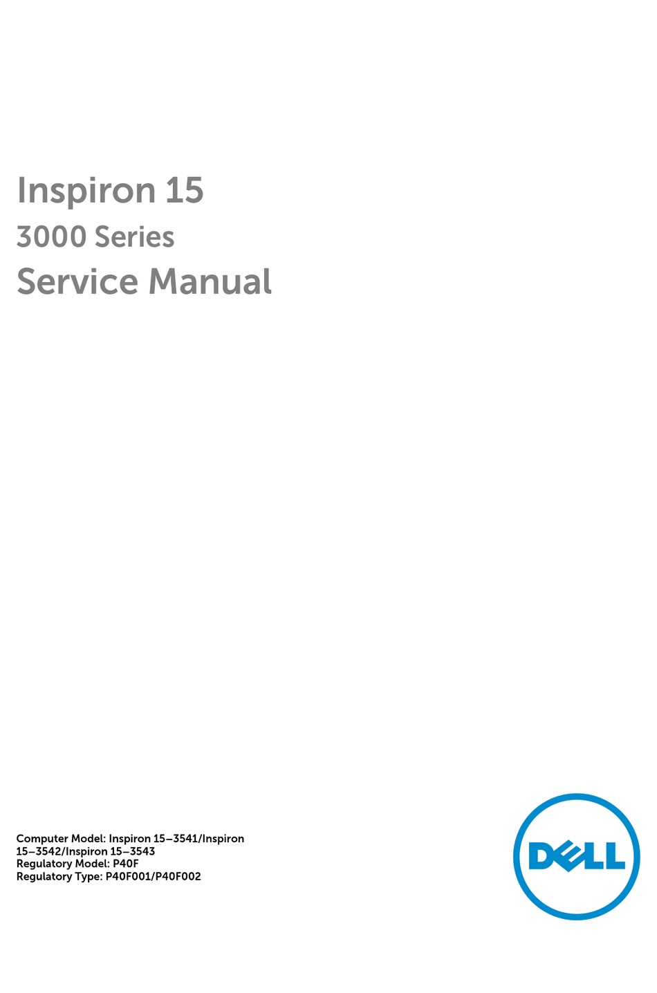 DELL INSPIRON 15-3543 SERVICE MANUAL Pdf Download | ManualsLib