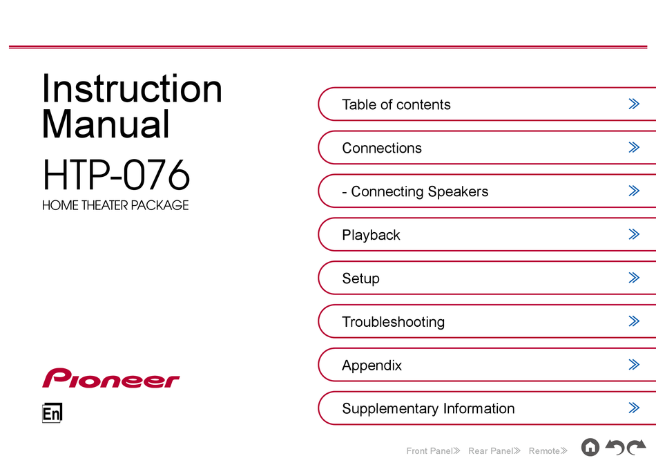PIONEER HTP076 INSTRUCTION MANUAL Pdf Download ManualsLib