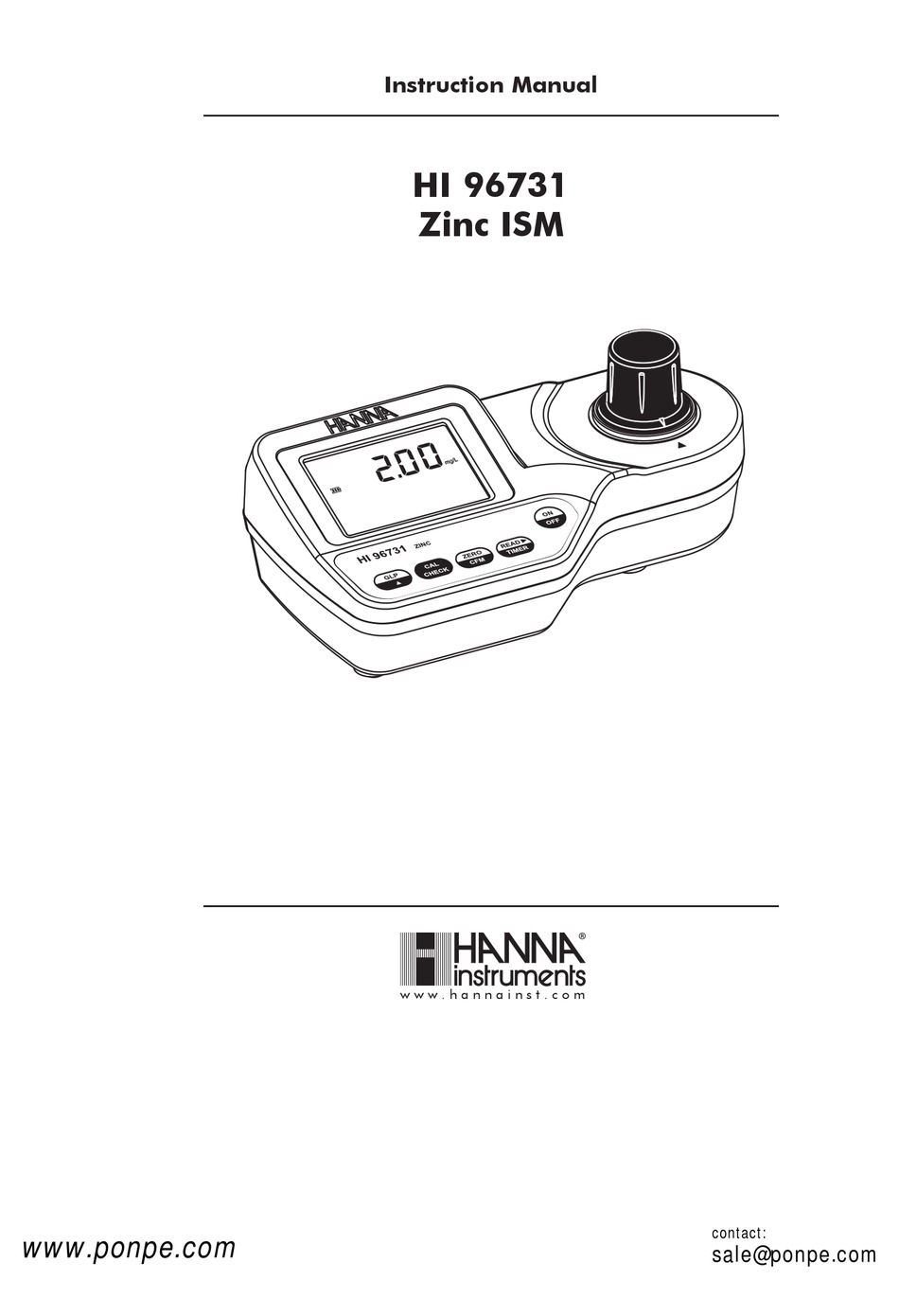 HANNA INSTRUMENTS HI 96731 INSTRUCTION MANUAL Pdf Download ManualsLib