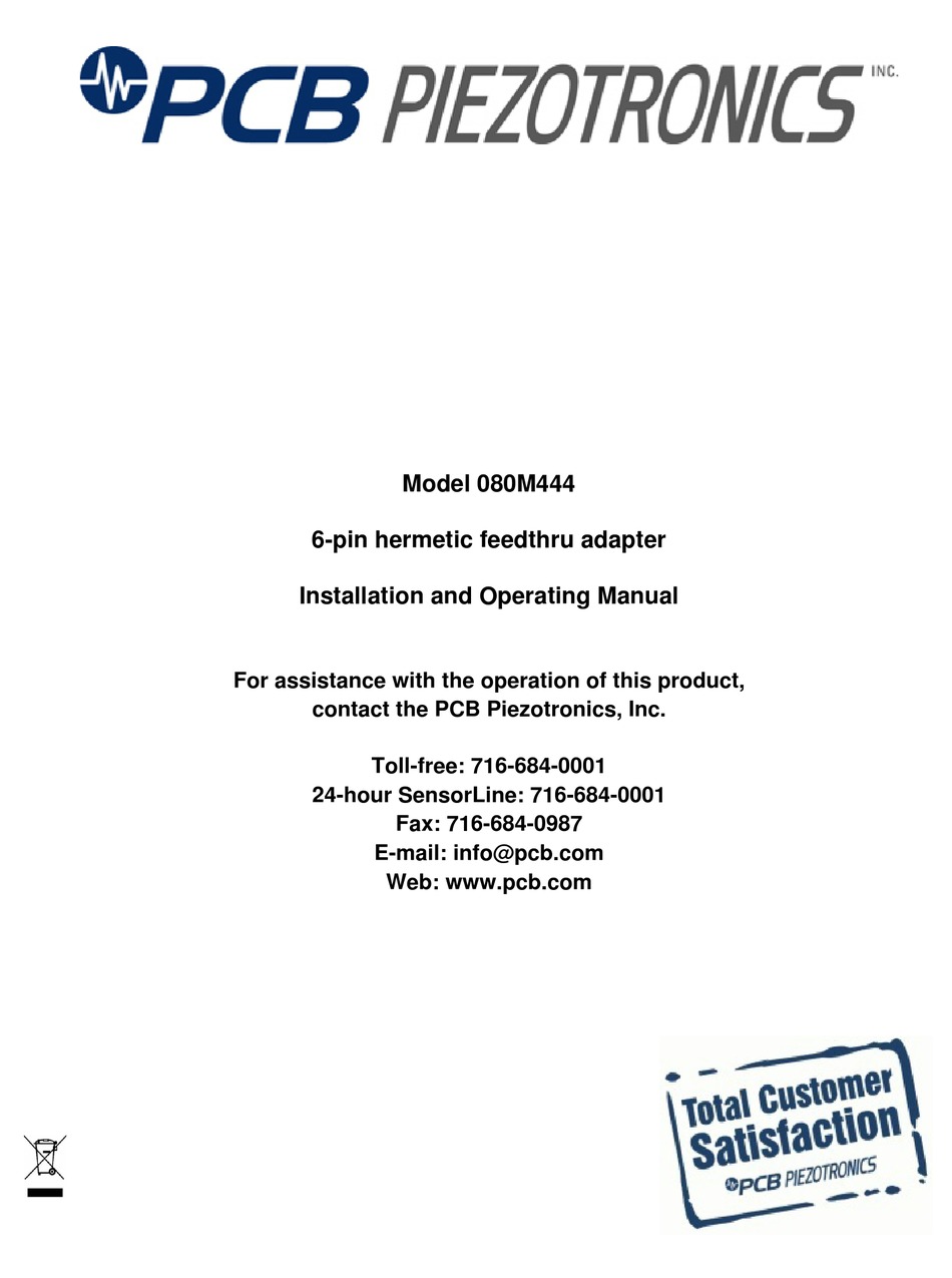 PCB PIEZOTRONICS 080M444 INSTALLATION AND OPERATING MANUAL Pdf Download ...