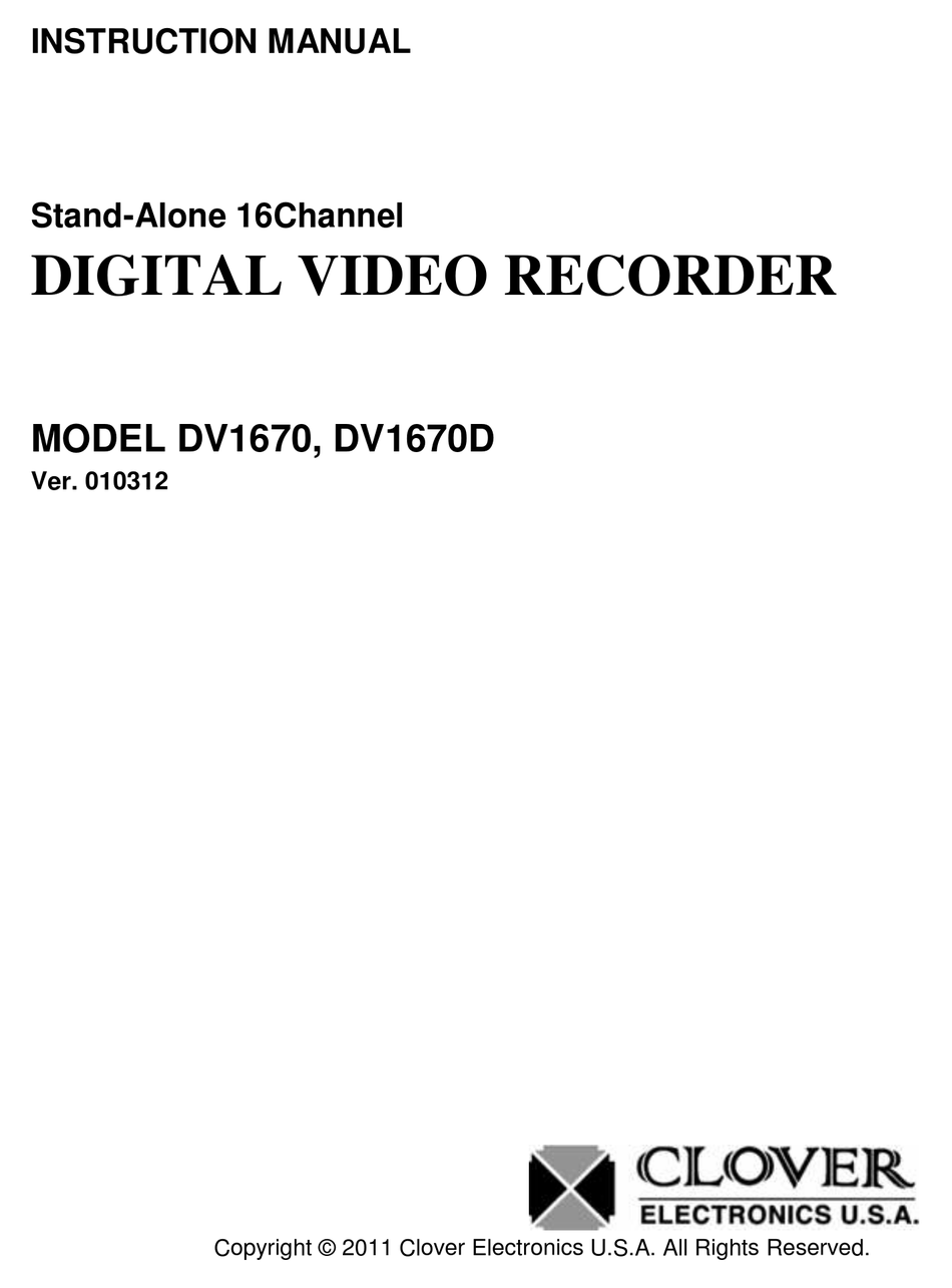 CLOVER DV1670 INSTRUCTION MANUAL Pdf Download ManualsLib