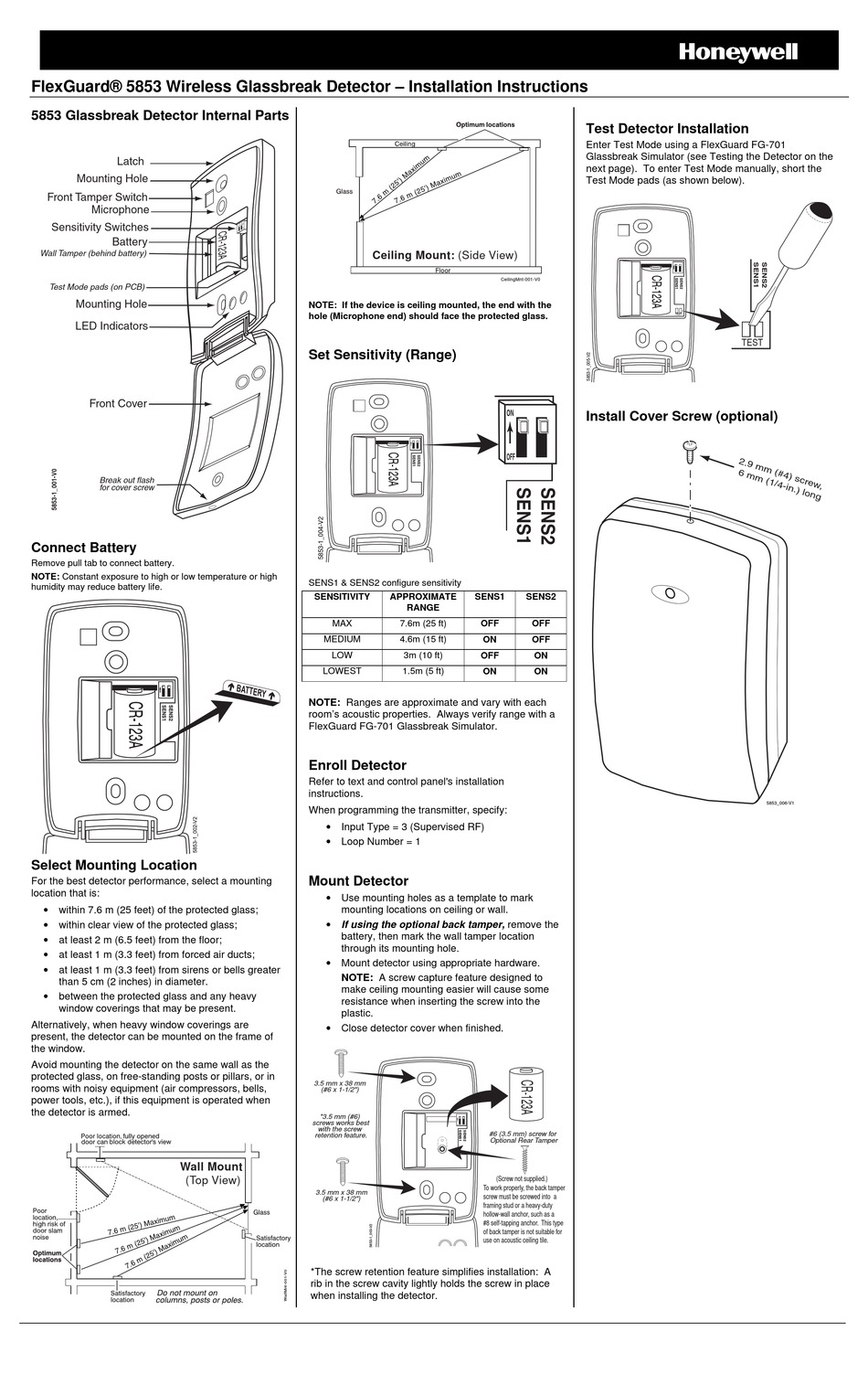 HONEYWELL FLEXGUARD 5853 INSTALLATION INSTRUCTIONS Pdf Download
