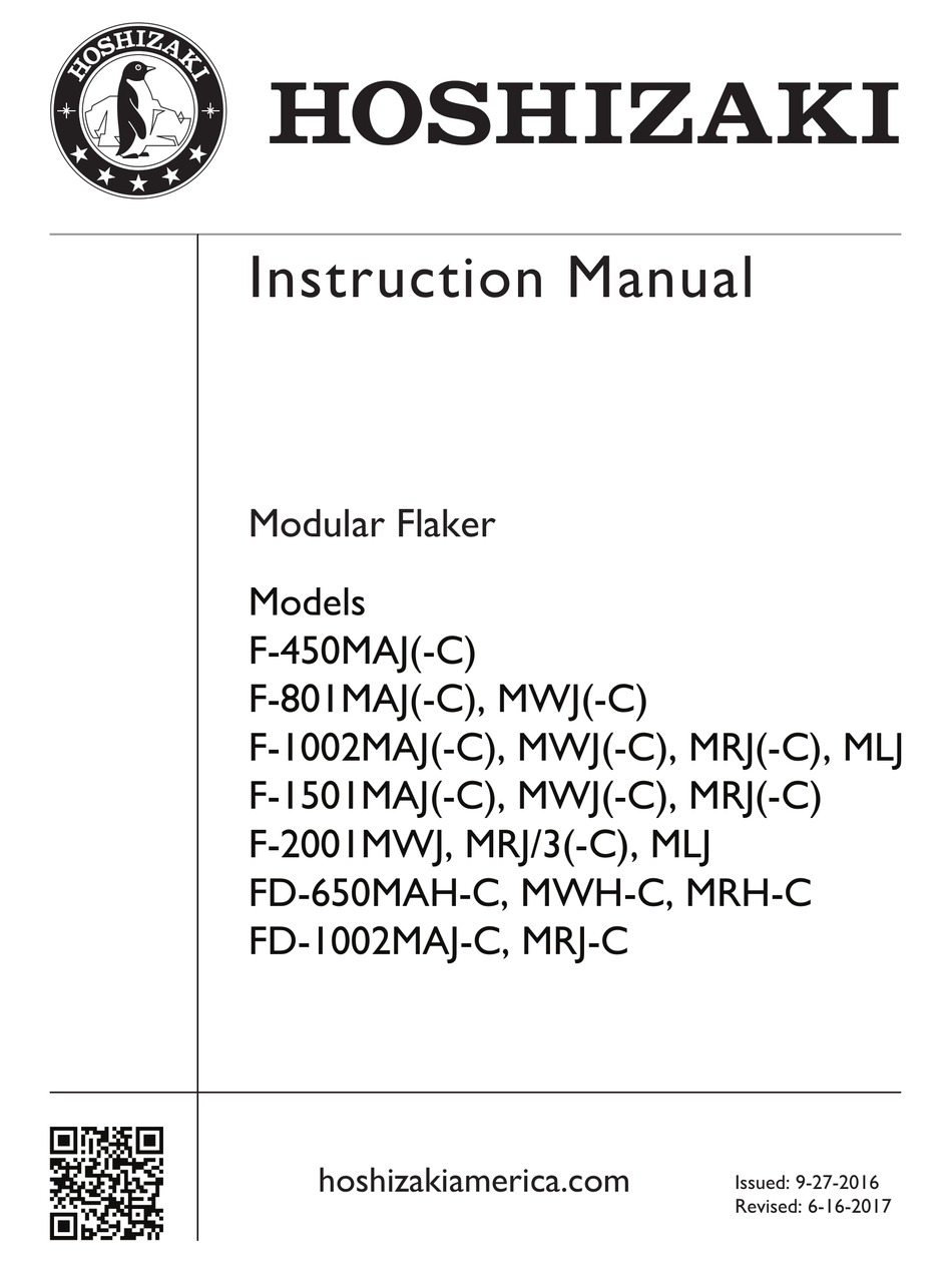 HOSHIZAKI F801MAJC INSTRUCTION MANUAL Pdf Download ManualsLib