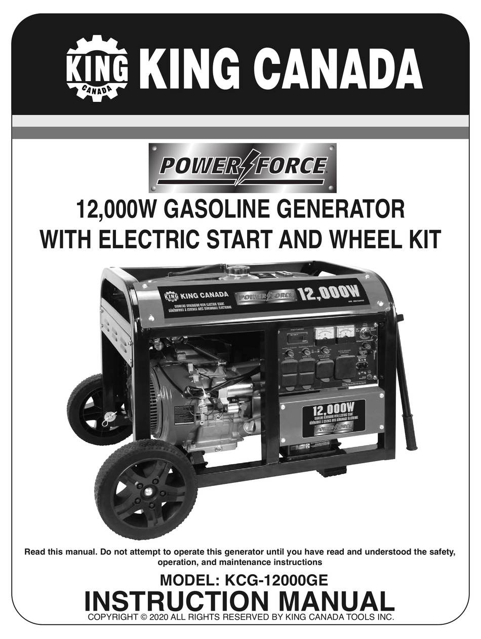 KING CANADA POWER FORCE KCG-12000GE INSTRUCTION MANUAL Pdf Download ...