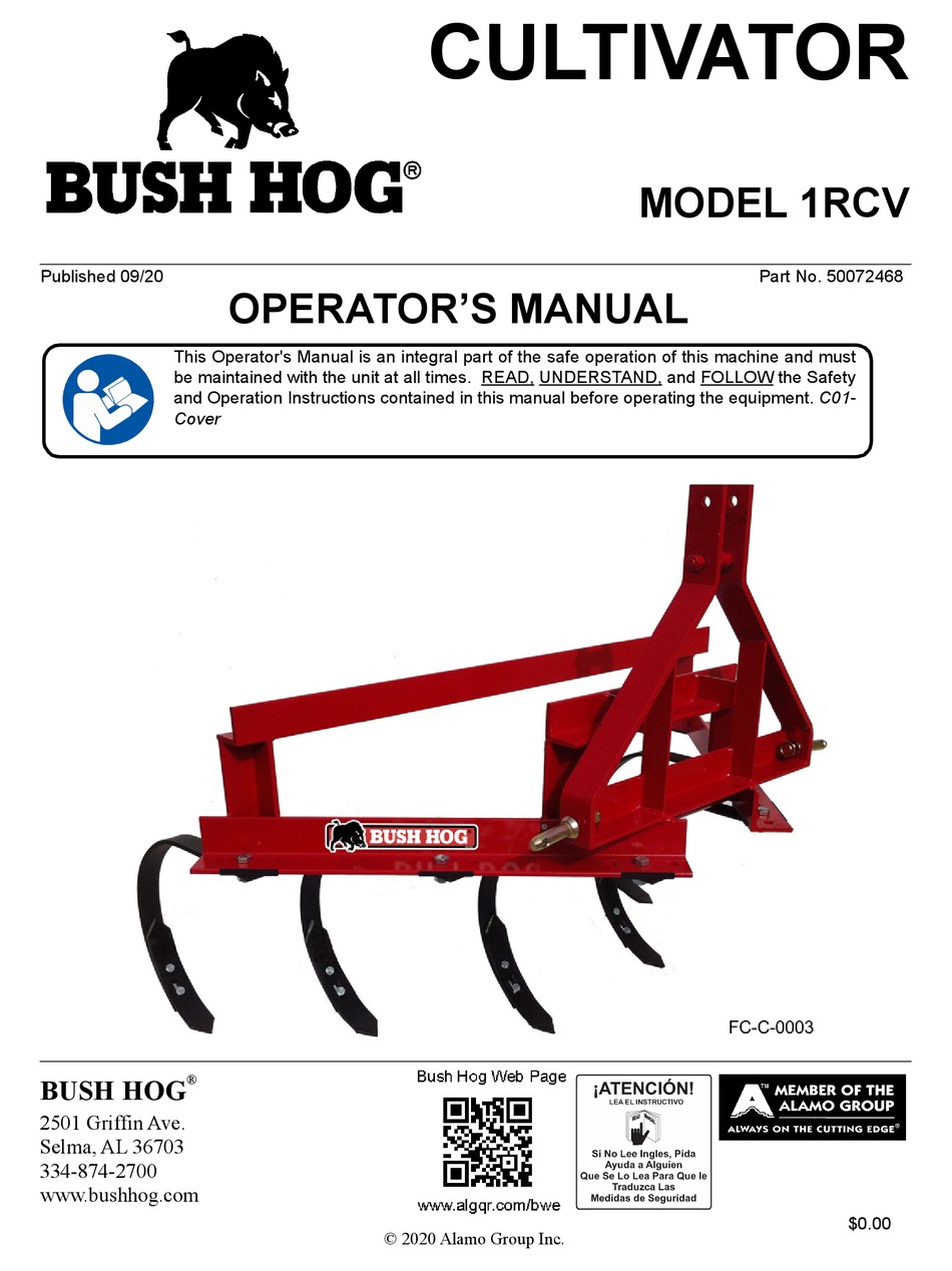 BUSH HOG 1RCV OPERATOR'S MANUAL Pdf Download ManualsLib