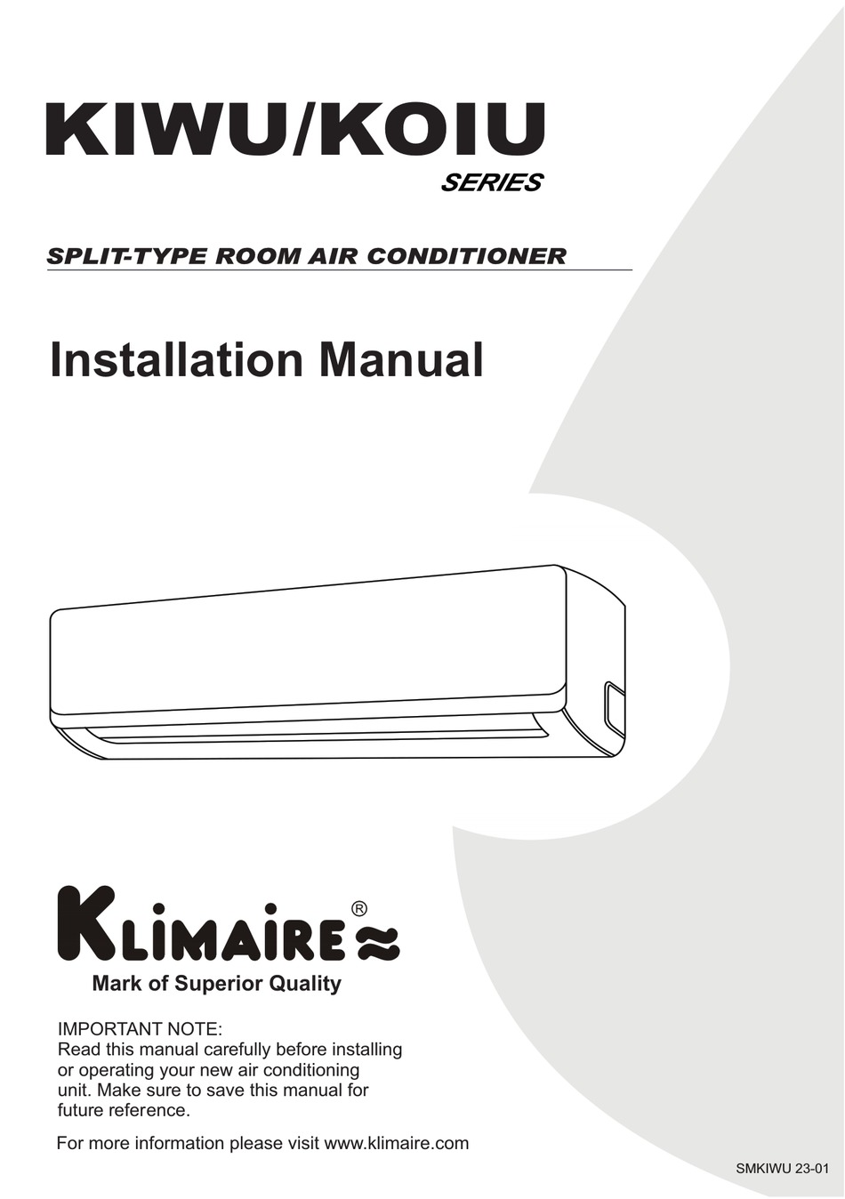 KLIMAIRE KIWU SERIES INSTALLATION MANUAL Pdf Download ManualsLib