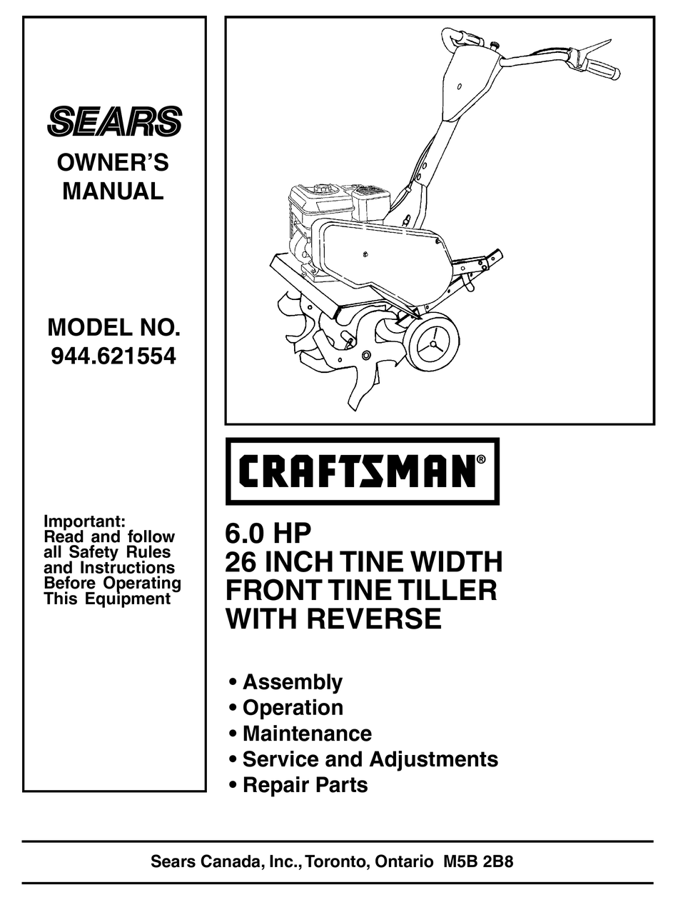 SEARS CRAFTSMAN 944.621554 OWNER'S MANUAL Pdf Download ManualsLib