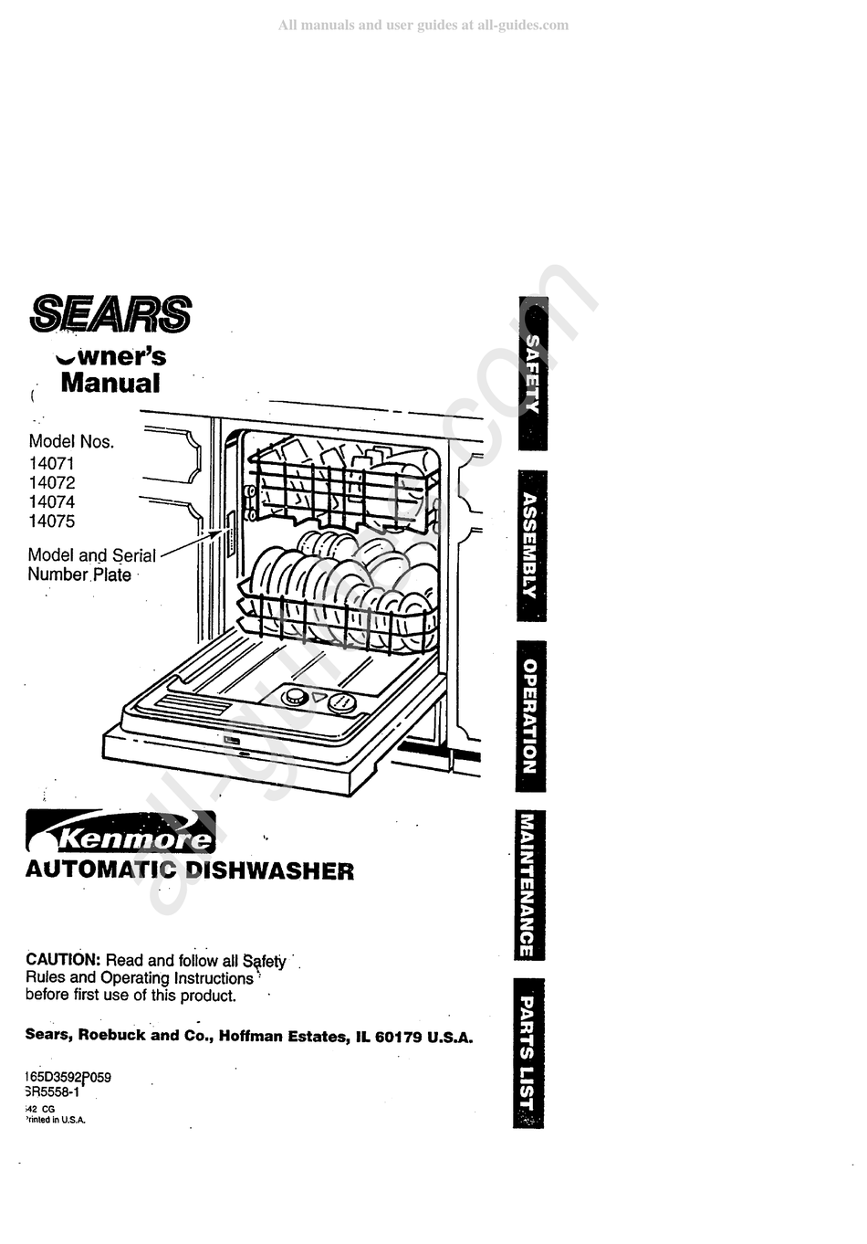 Sears Kenmore 14071 Owners Manual Pdf Download Manualslib 0482