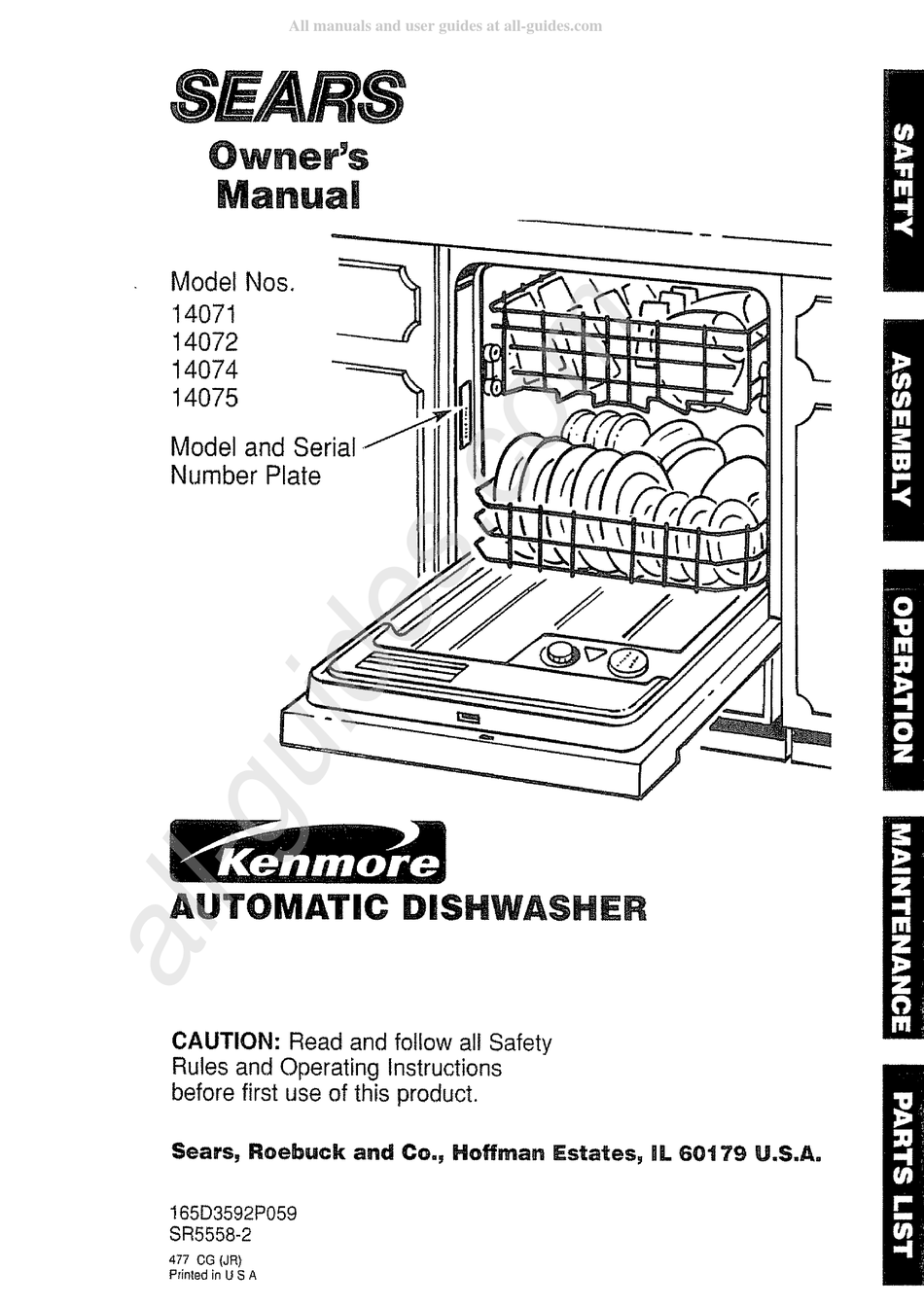 SEARS KENMORE 14072 OWNER'S MANUAL Pdf Download | ManualsLib