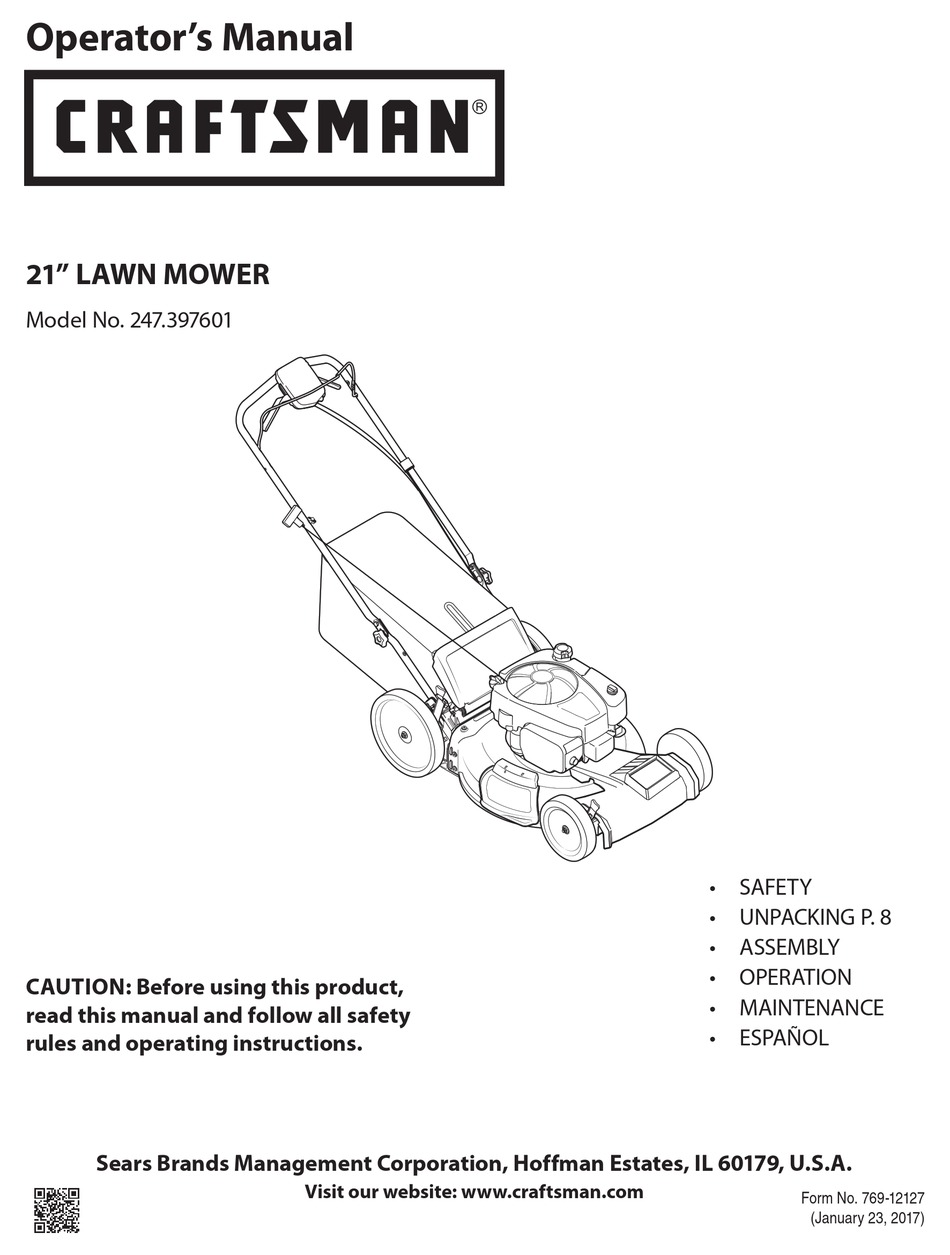 CRAFTSMAN 247.397601 OPERATOR'S MANUAL Pdf Download | ManualsLib