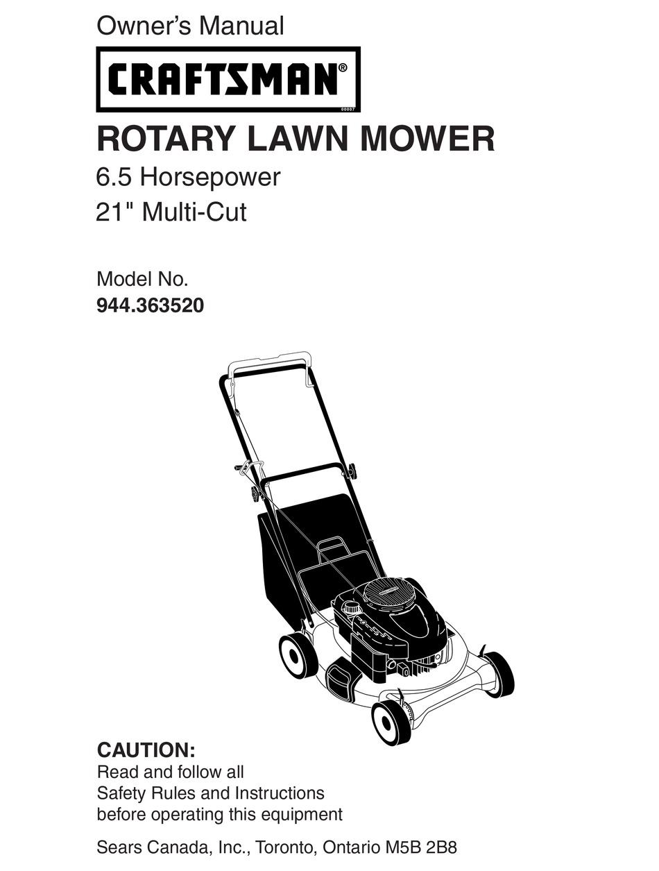 CRAFTSMAN 944.363520 OWNER'S MANUAL Pdf Download | ManualsLib