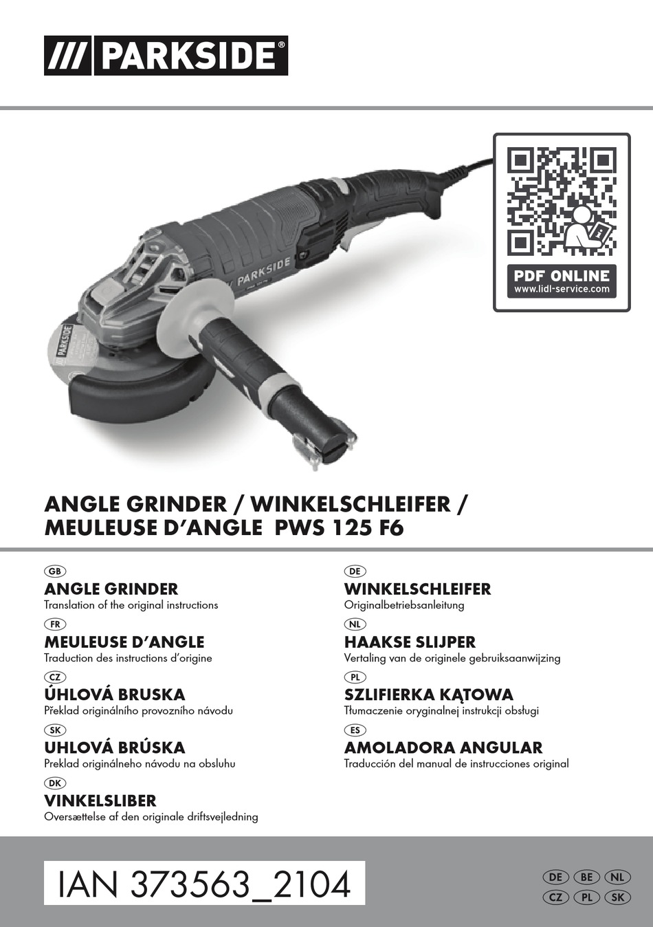 Manual de instrucciones de la amoladora angular a batería PARKSIDE PWSA 12  B1