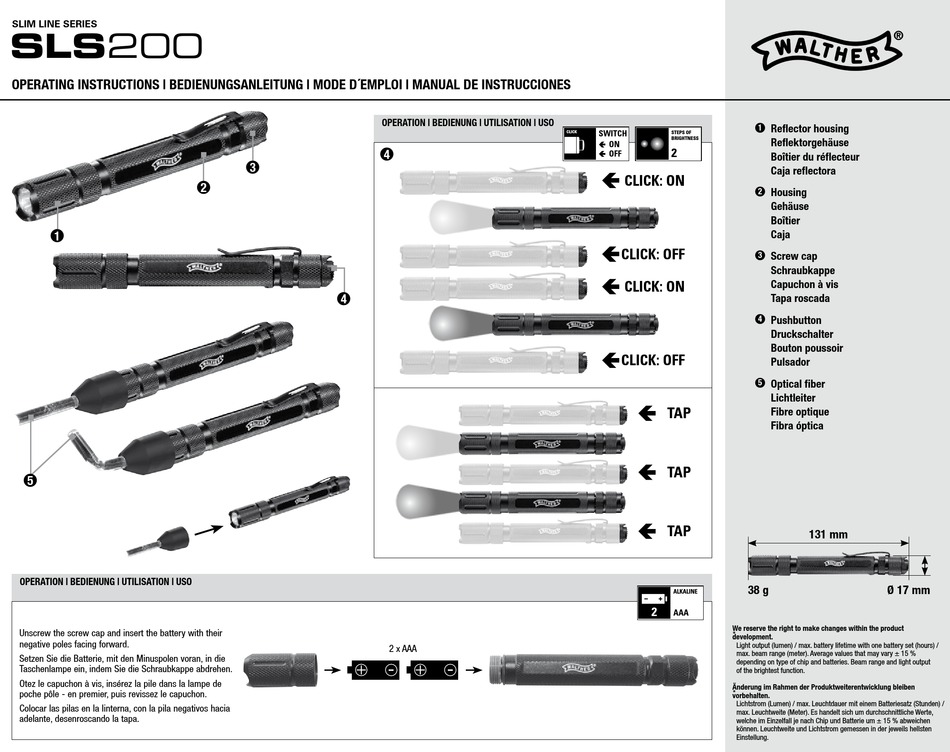 WALTHER SLS200 OPERATING INSTRUCTIONS Pdf Download ManualsLib