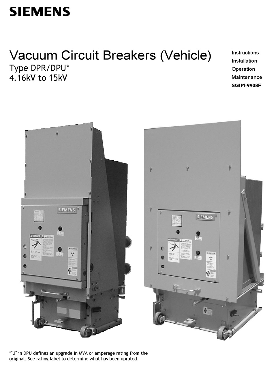 SIEMENS DPU SERIES INSTRUCTIONS, INSTALLATION, OPERATION, MAINTENANCE