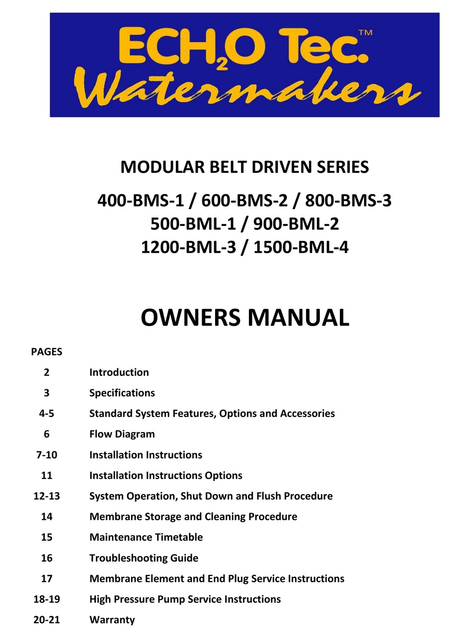 ECH2O TEC. 400BMS1 OWNER'S MANUAL Pdf Download ManualsLib