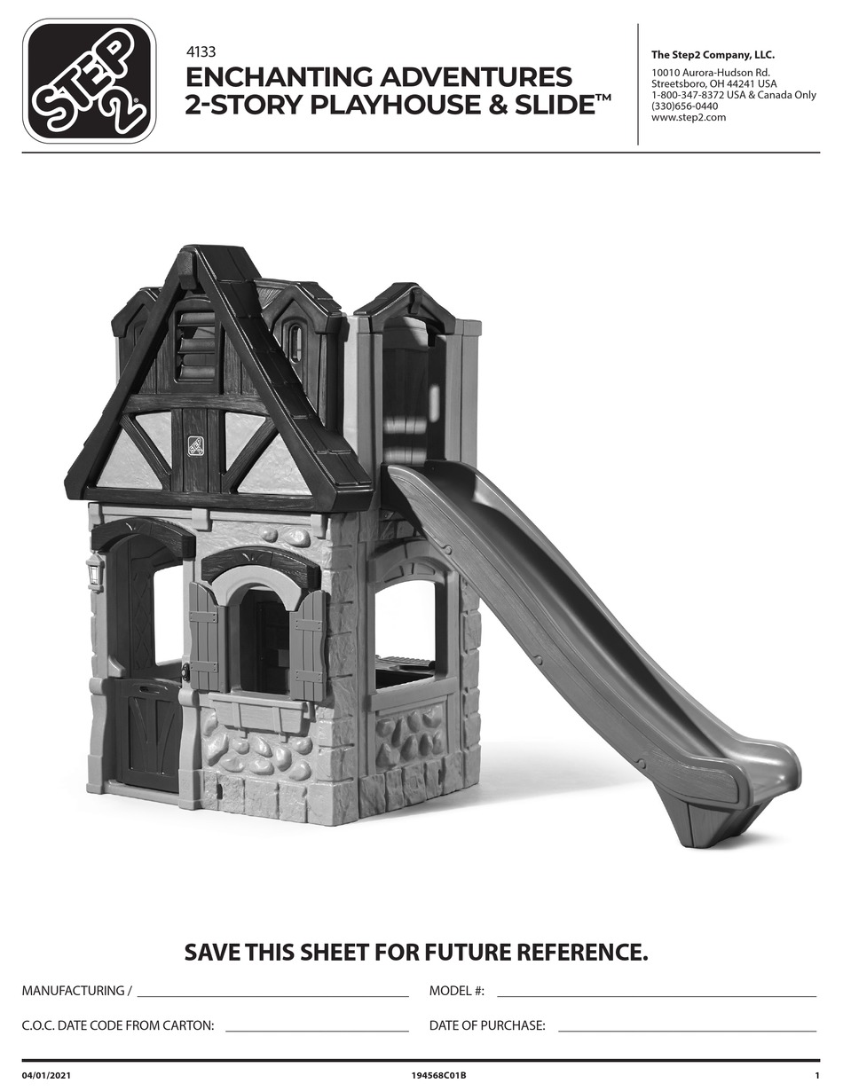 STEP2 ENCHANTING ADVENTURES 2STORY PLAYHOUSE & SLIDE 4133 MANUAL Pdf