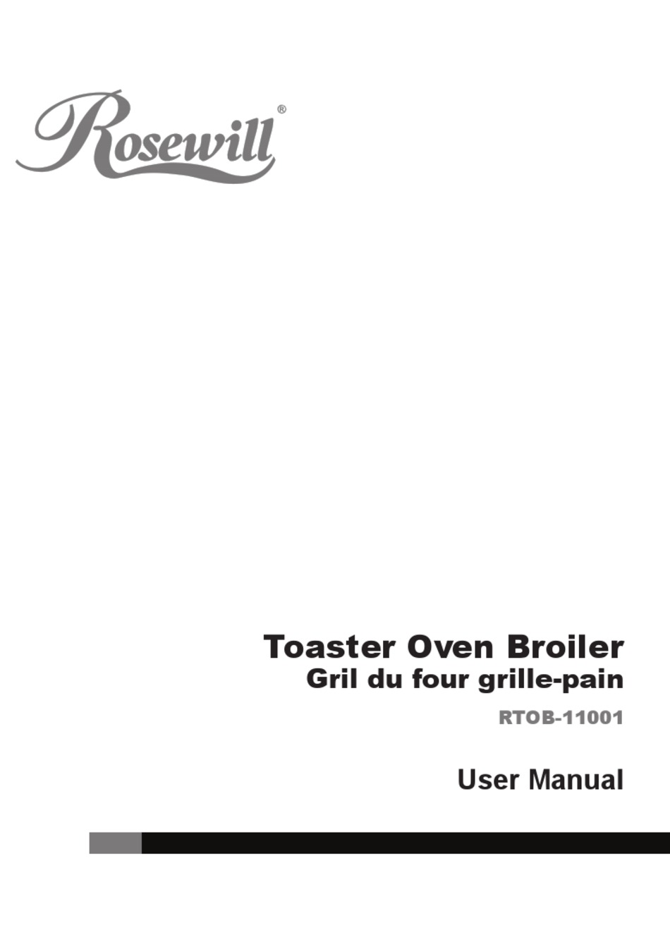 ROSEWILL RTOB-11001 USER MANUAL Pdf Download | ManualsLib