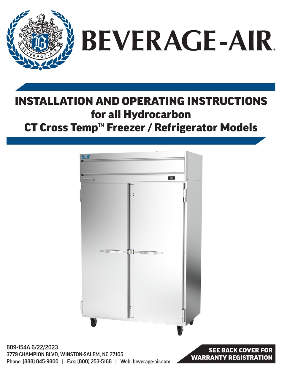 BEVERAGEAIR CROSS TEMP CT1212HC1HS SERIES INSTALLATION AND OPERATING