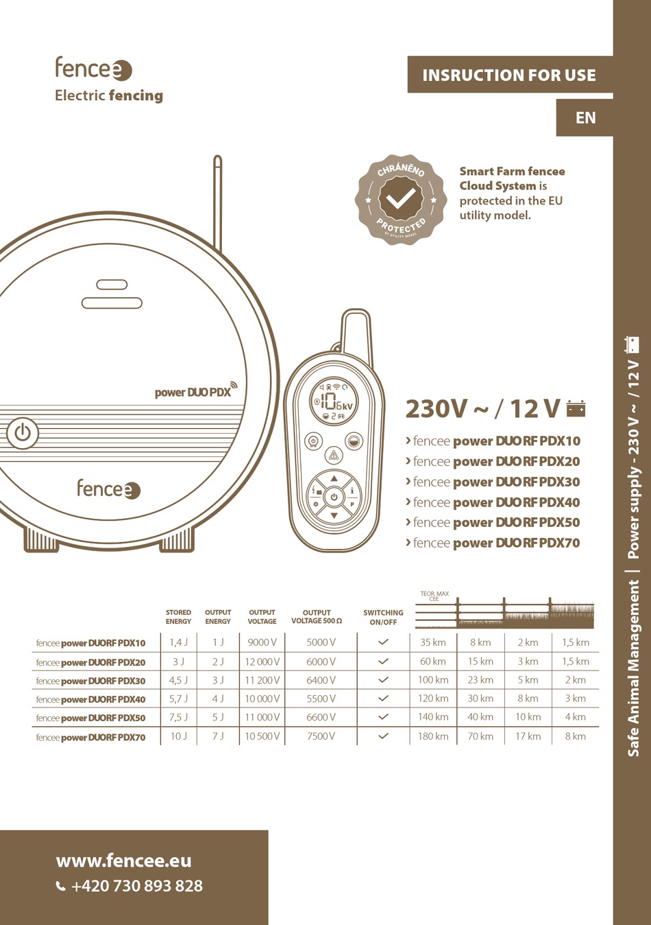 FENCEE POWER DUO RF PDX10 INSTRUCTIONS FOR USE MANUAL Pdf Download