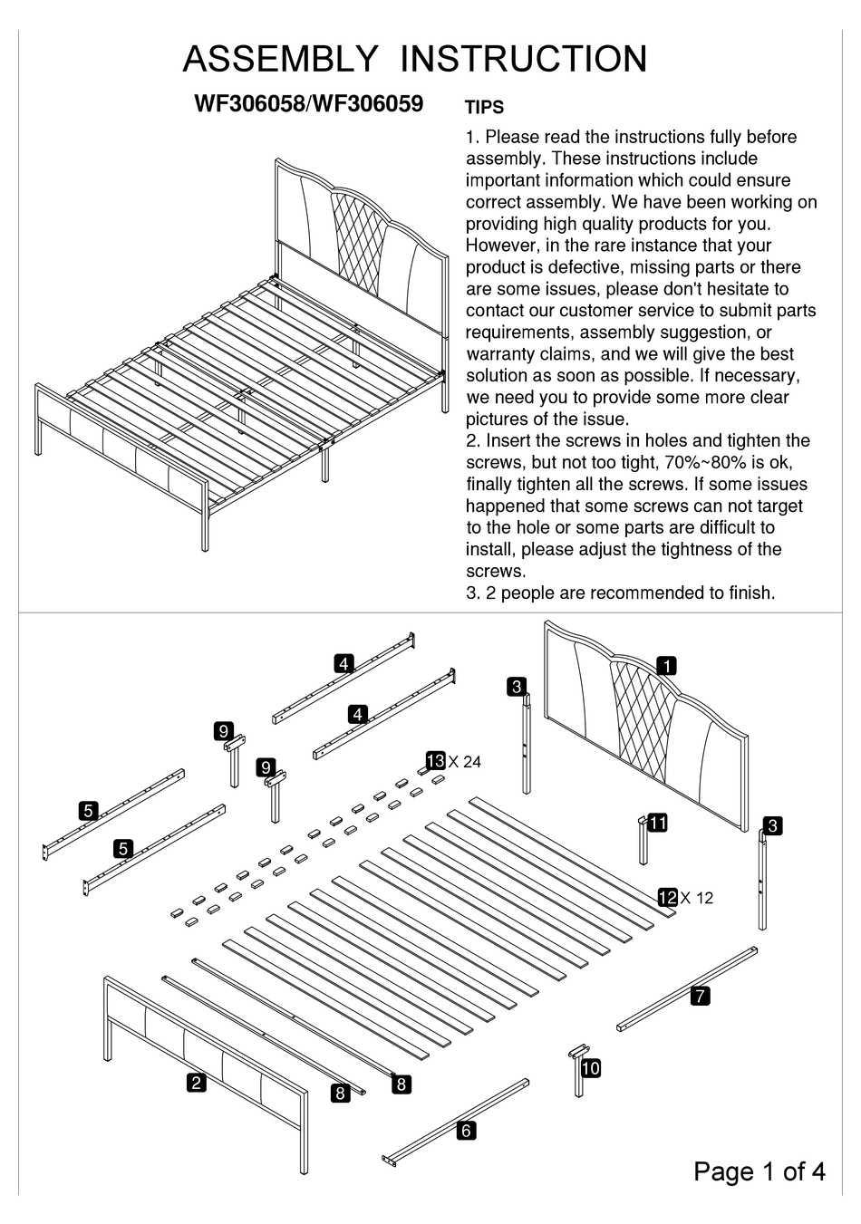 OVERSTOCK WF306058 ASSEMBLY INSTRUCTION Pdf Download ManualsLib