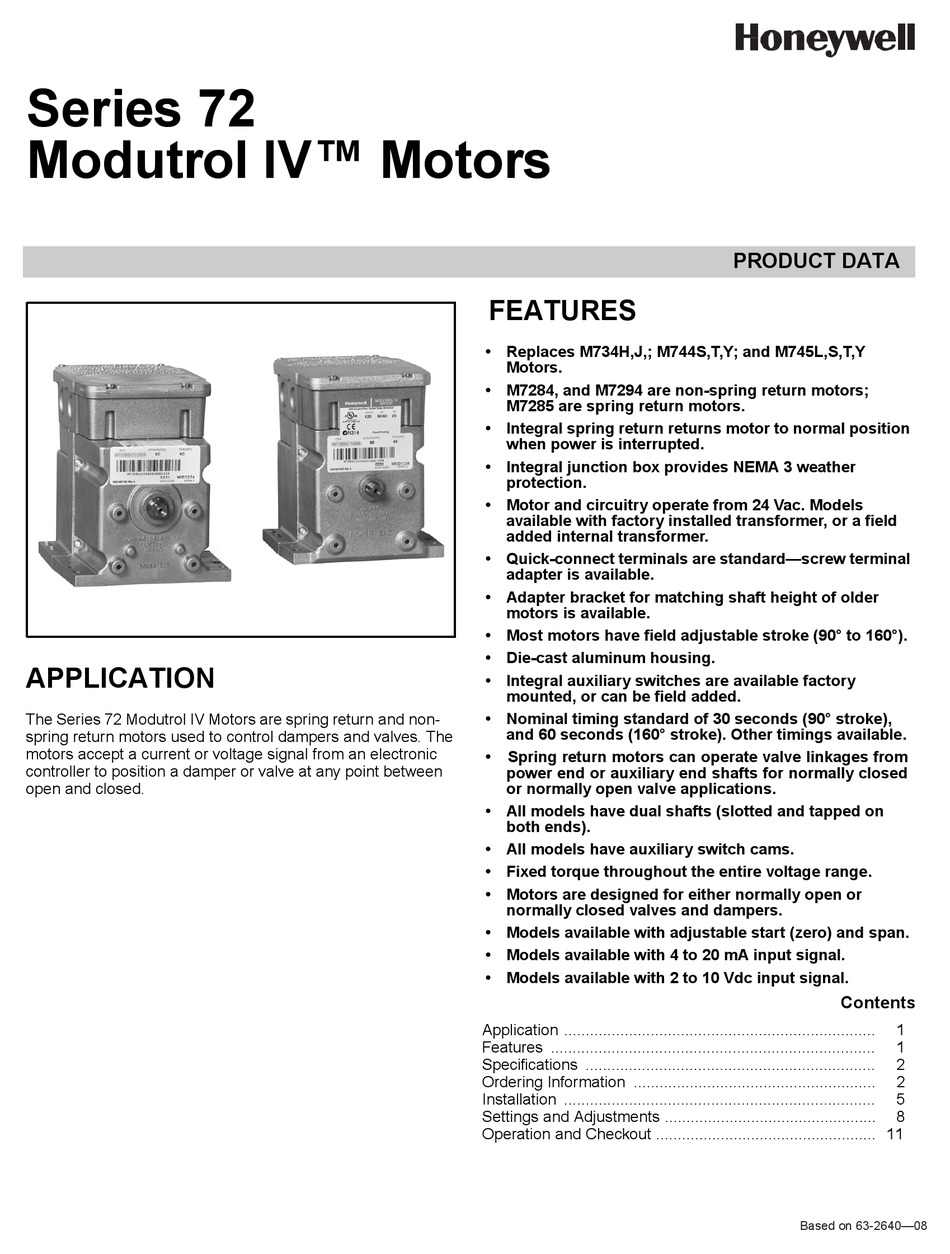 HONEYWELL MODUTROL IV M7284 PRODUCT DATA Pdf Download ManualsLib