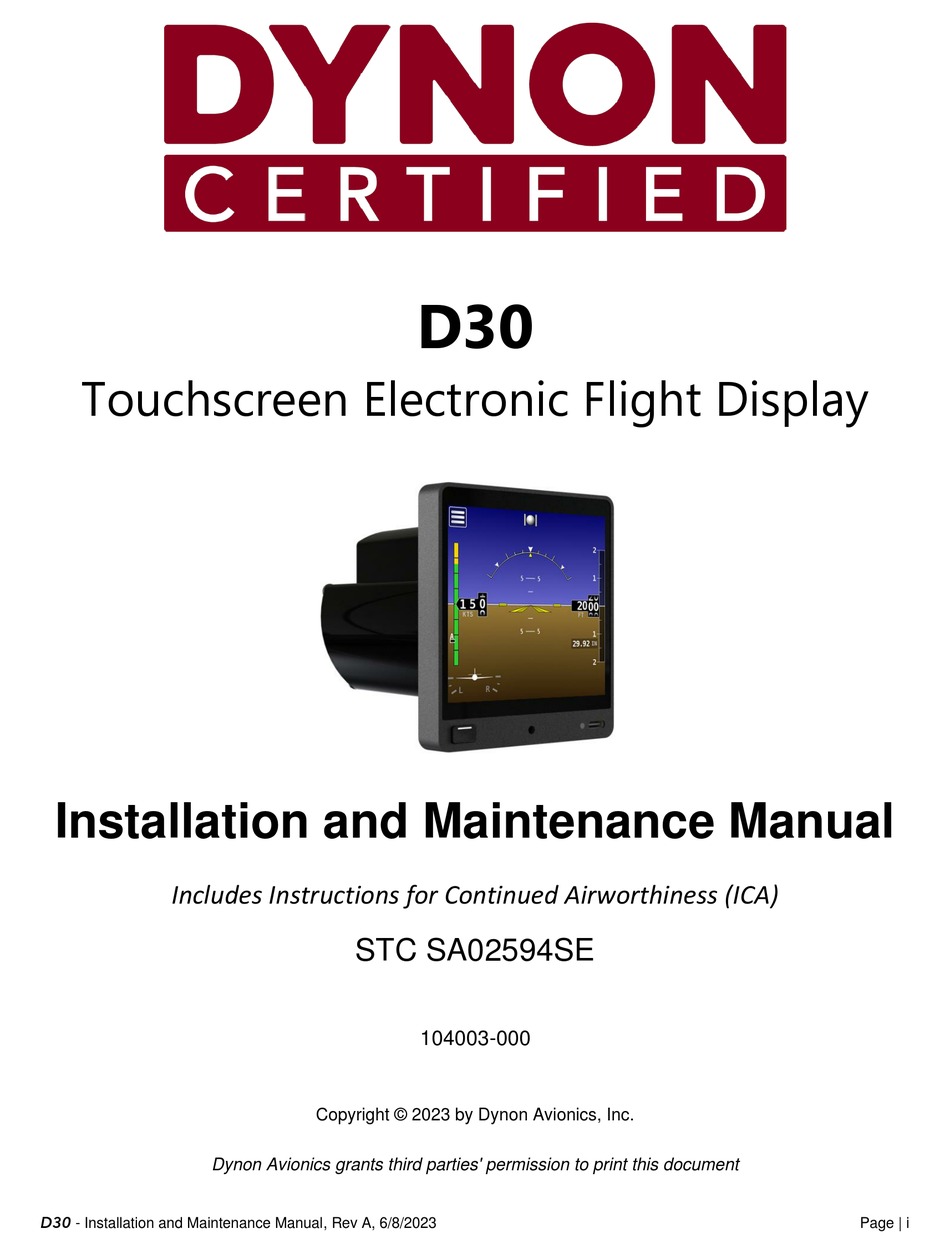 Dynon Certified Installation Manual