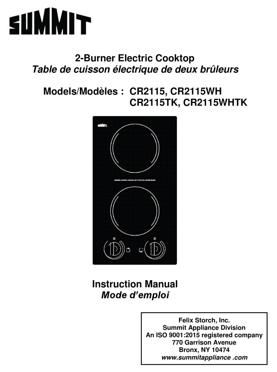SUMMIT CR2115WH INSTRUCTION MANUAL Pdf Download ManualsLib