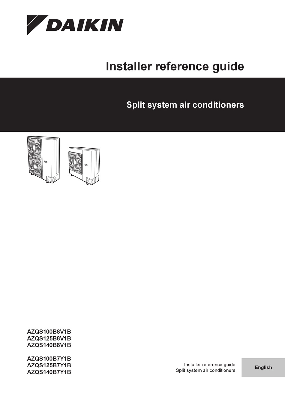 DAIKIN SIESTA AZQS125B8V1B INSTALLER'S REFERENCE MANUAL Pdf Download ...