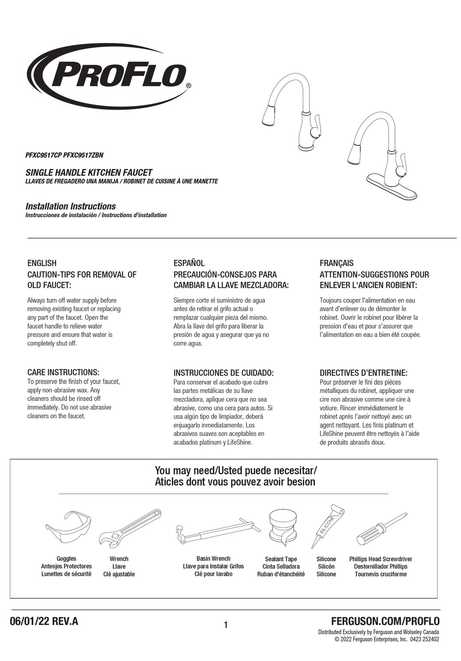 PROFLO PFXC9517CP INSTALLATION INSTRUCTIONS Pdf Download ManualsLib