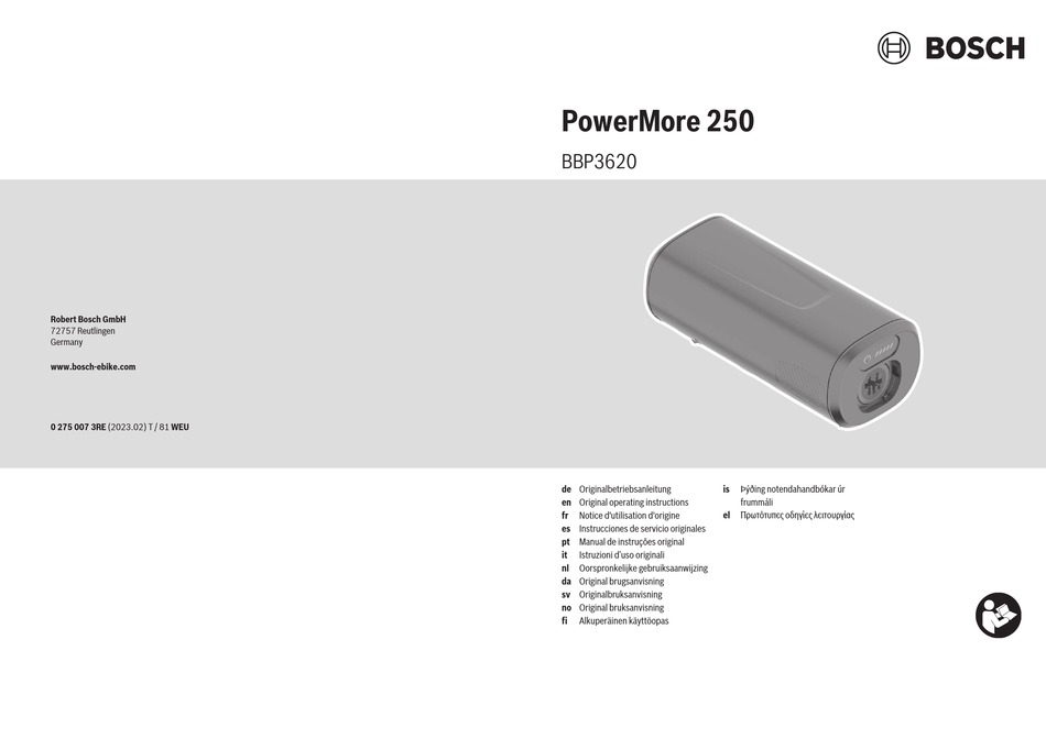 BOSCH POWERMORE 250 OPERATING INSTRUCTIONS MANUAL Pdf Download ManualsLib