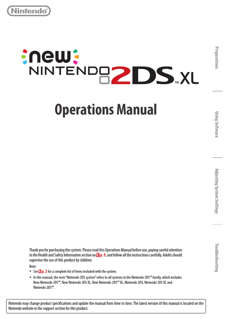 NINTENDO 2DS XL OPERATION MANUAL Pdf Download ManualsLib