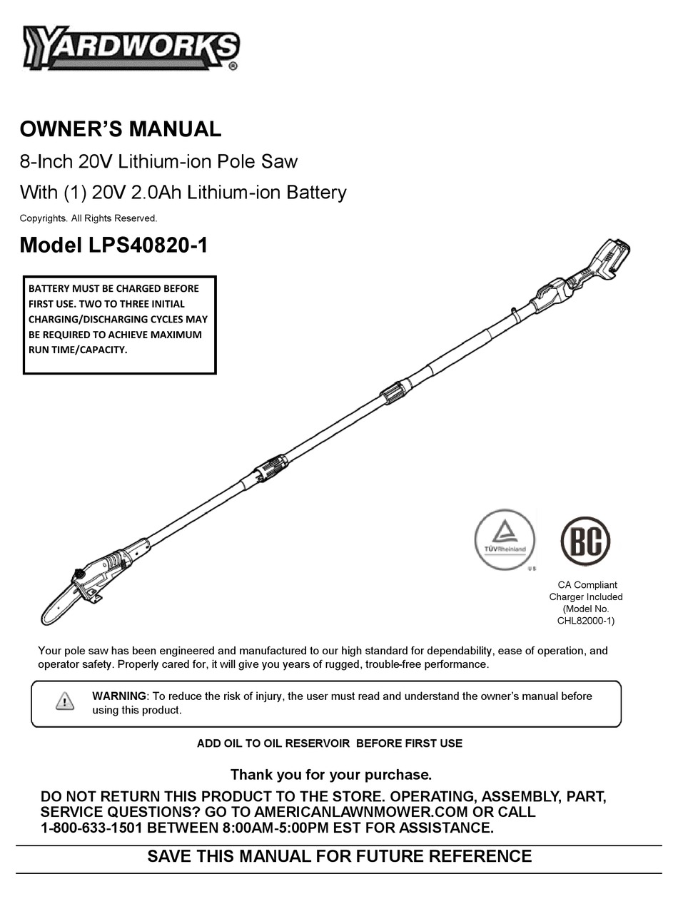 Yardworks Lps40820 1 Owners Manual Pdf Download Manualslib 8497